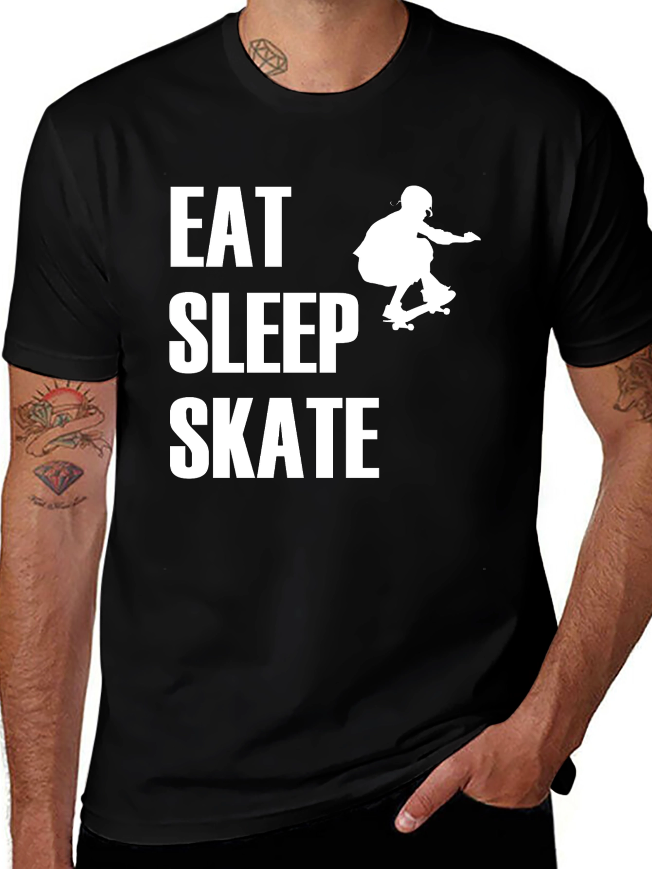 Variant 28 of Eat Sleep Skate Black Graphic Tee Shirt
