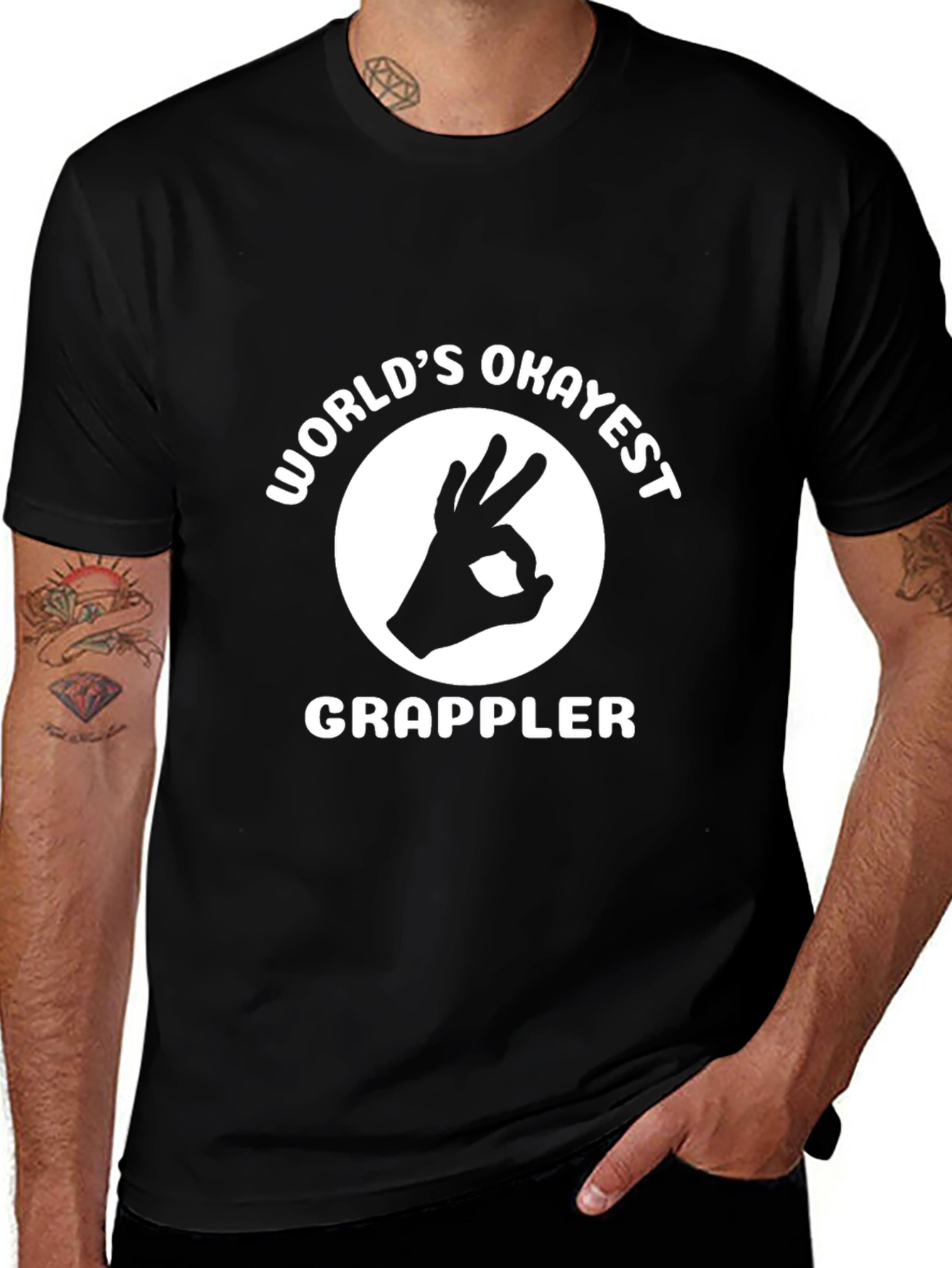 Variant 7 of World's Okayest Grappler Black T-Shirt