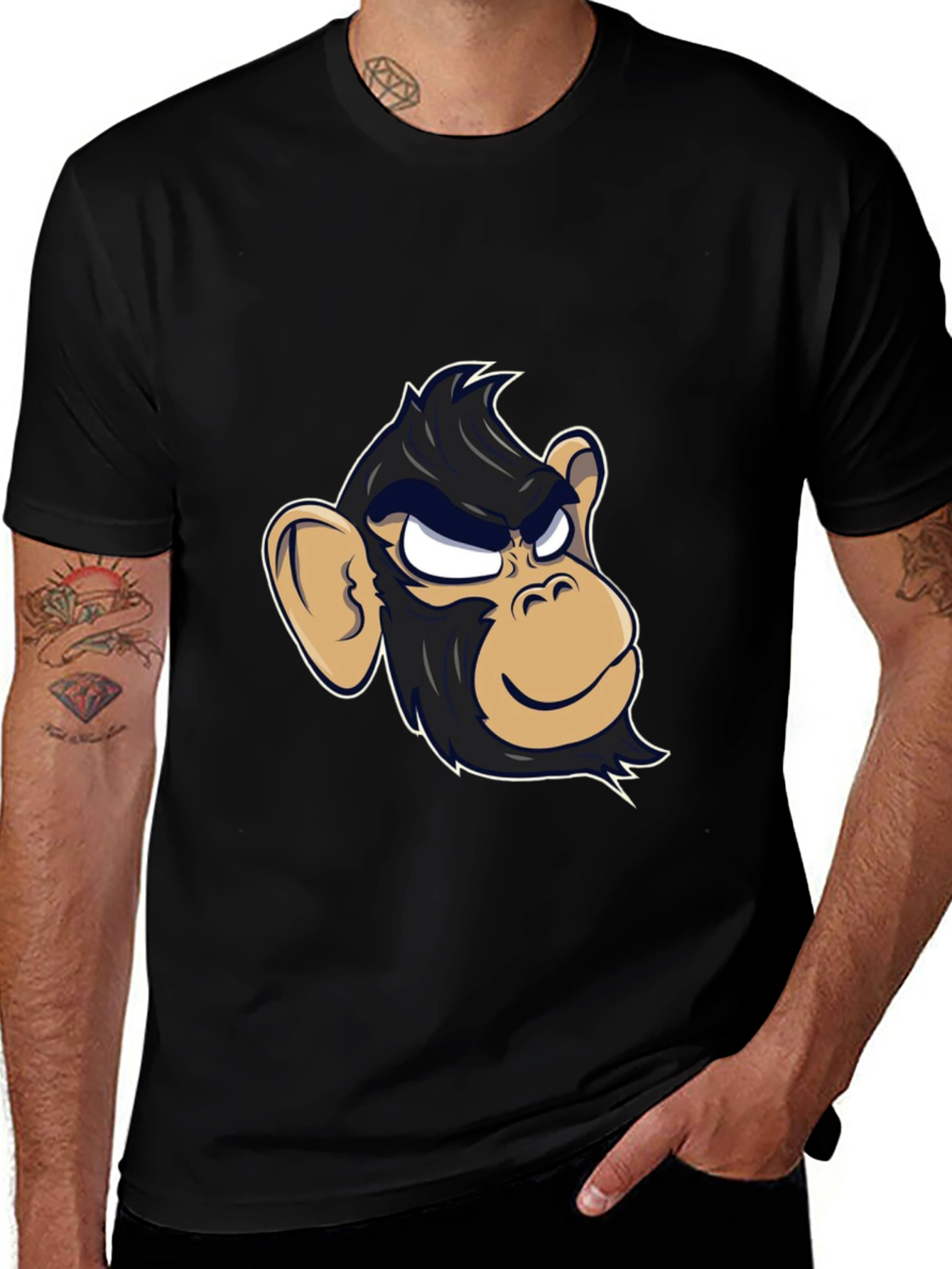 Cool Monkey Graphic Tee - Black Cotton T-Shirt