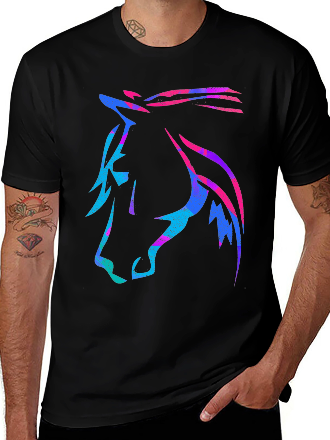 Variant 9 of Neon Horse Graphic Tee - Stylish Casual Wear