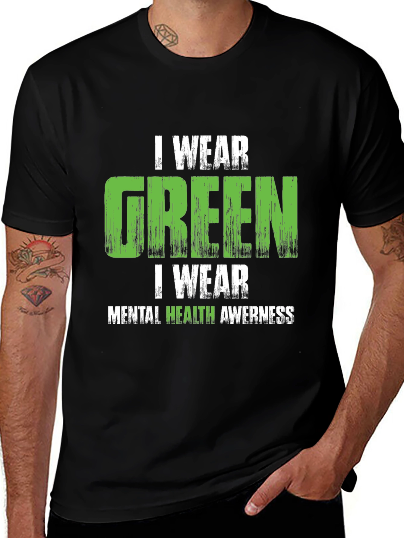 Variant 13 of I Wear Green Mental Health Awareness T-Shirt