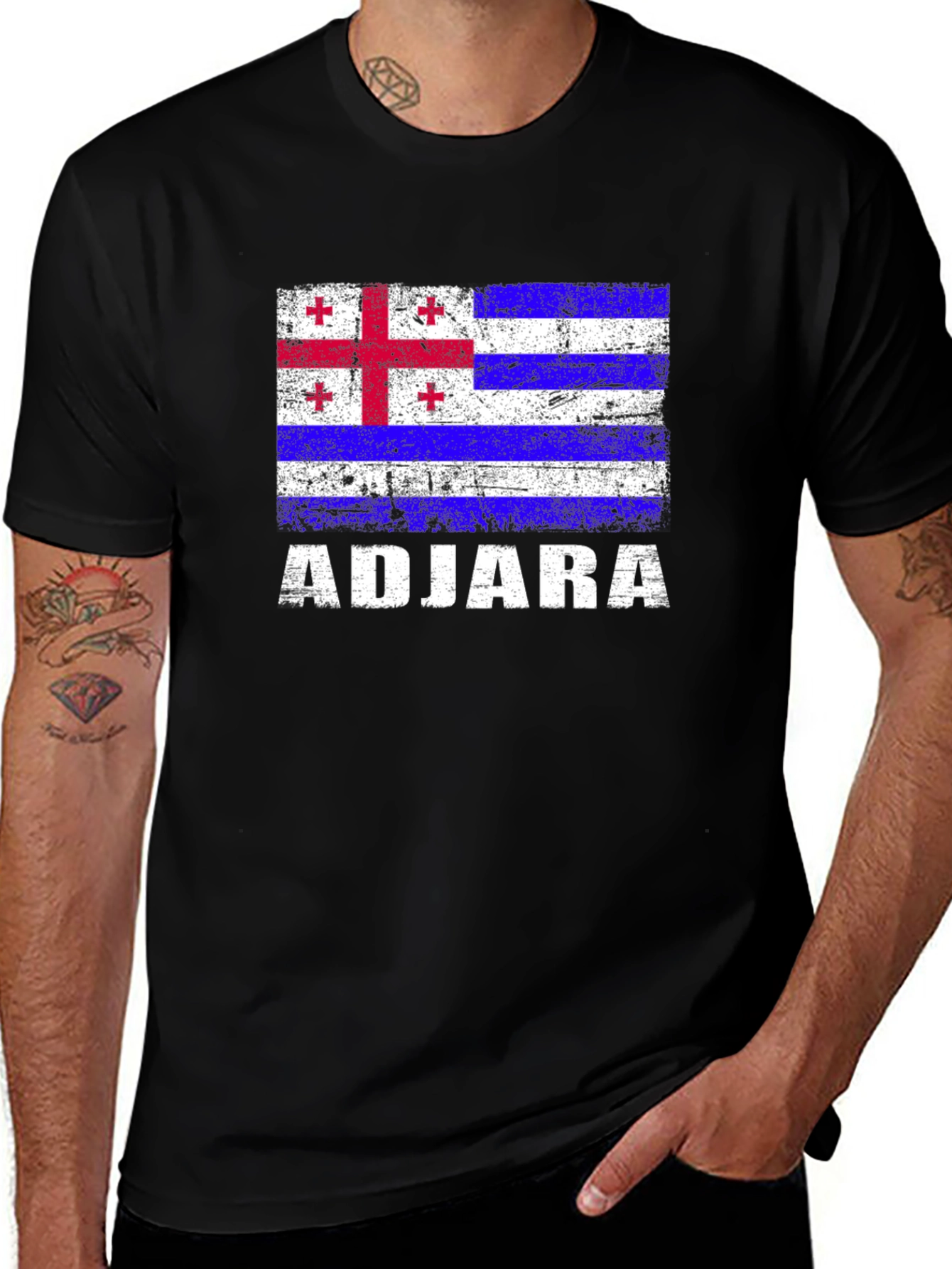 Variant 27 of Adjara Flag T-Shirt - Black Cotton Tee