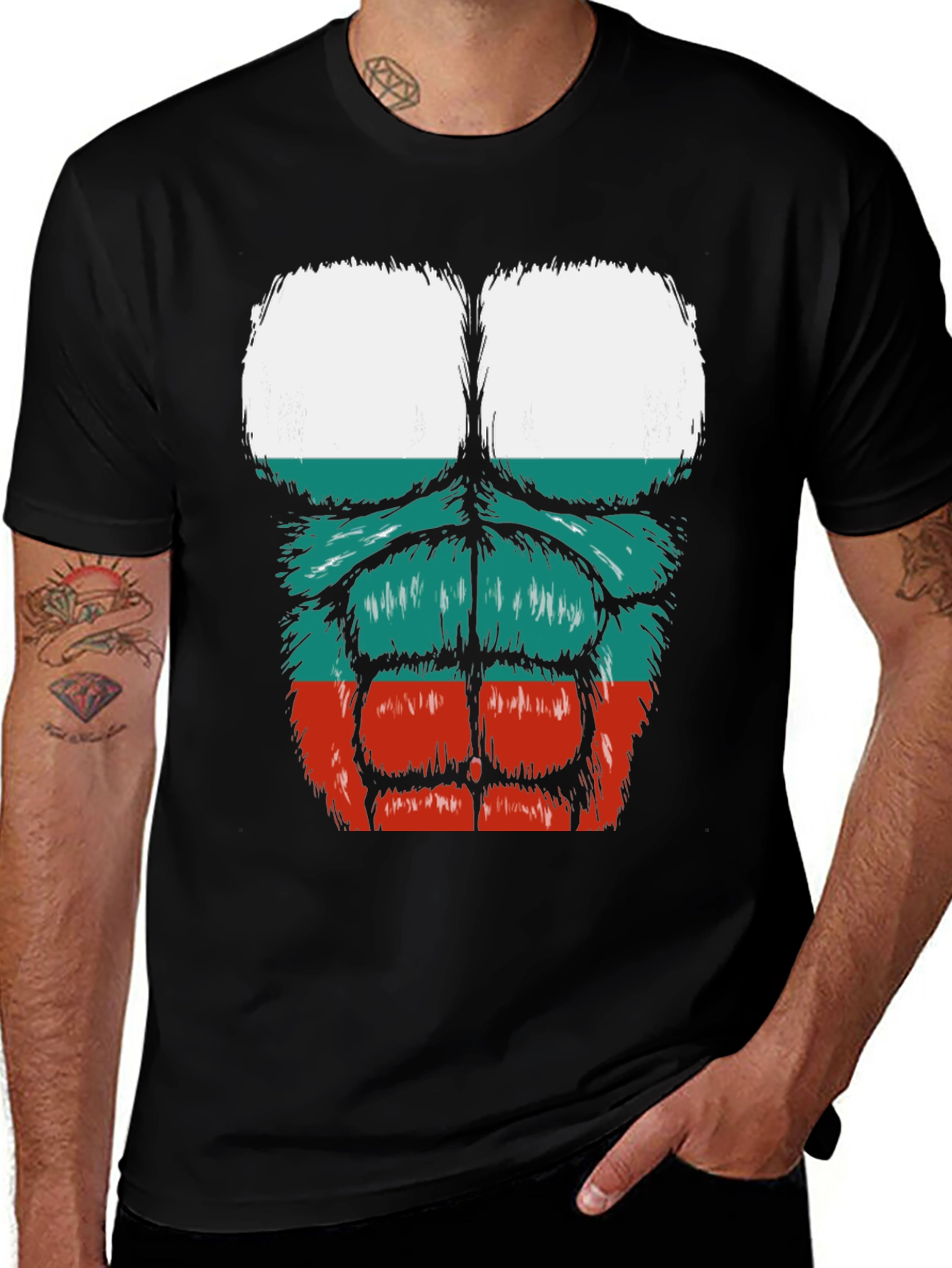Variant 24 of Bulgaria Flag Abs T-Shirt - Funny Gym Tee