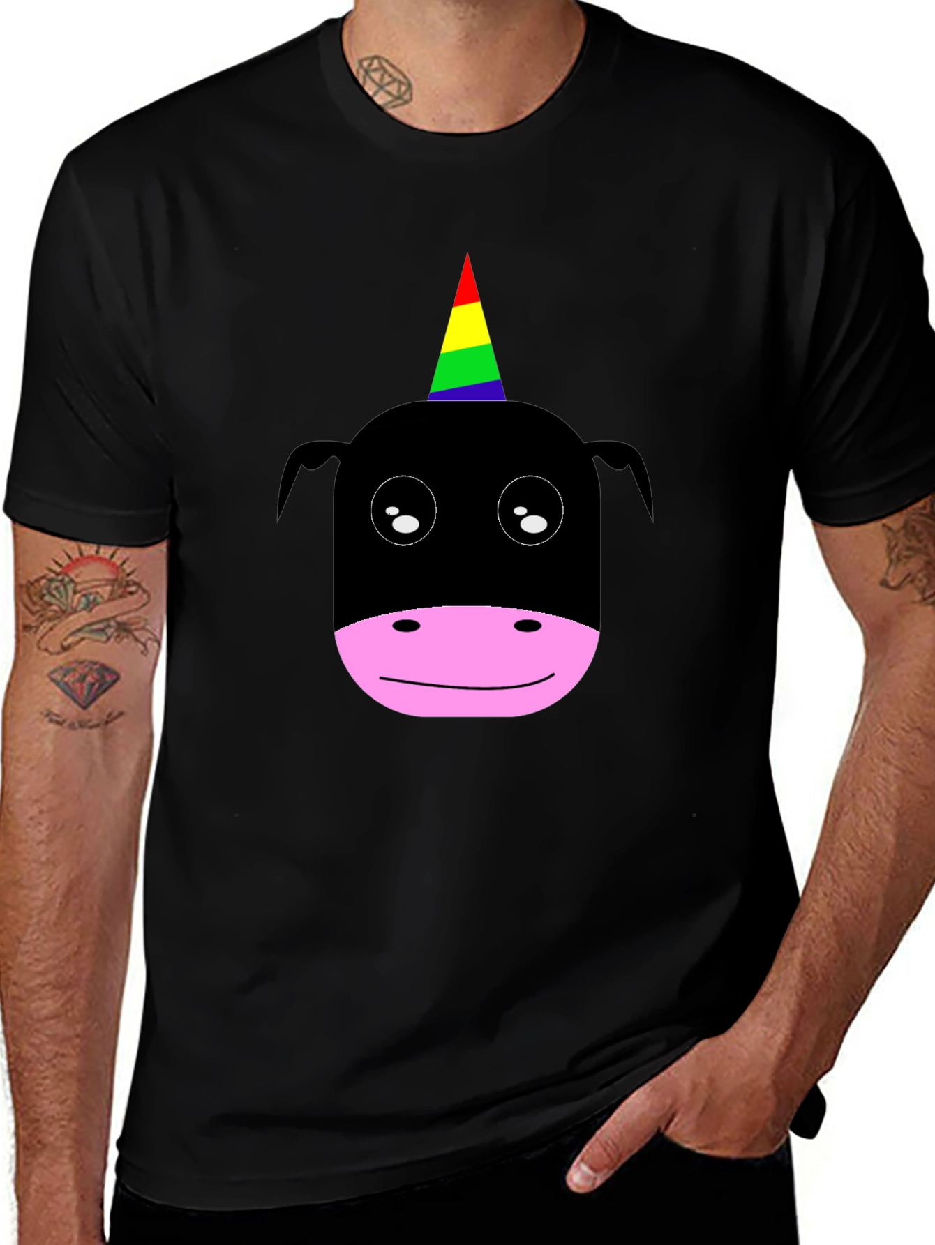 Variant 19 of Unicorn Graphic Tee - Black Cotton Shirt