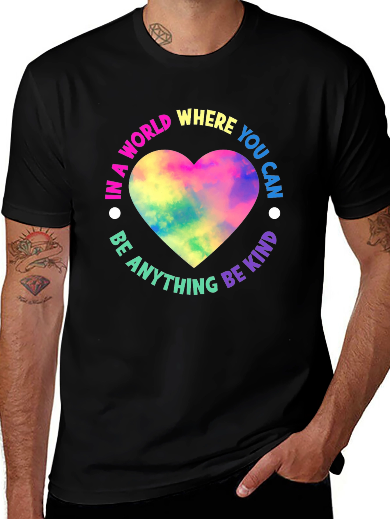 Variant 23 of Kindness Heart Graphic Black T-Shirt