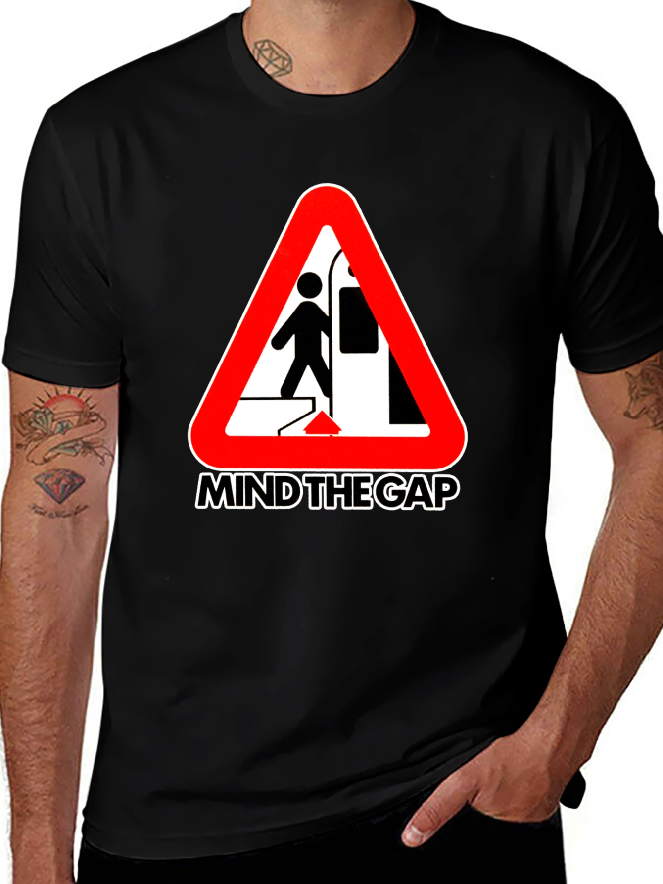 Variant 19 of Mind the Gap Graphic Tee - Subway Hazard Design