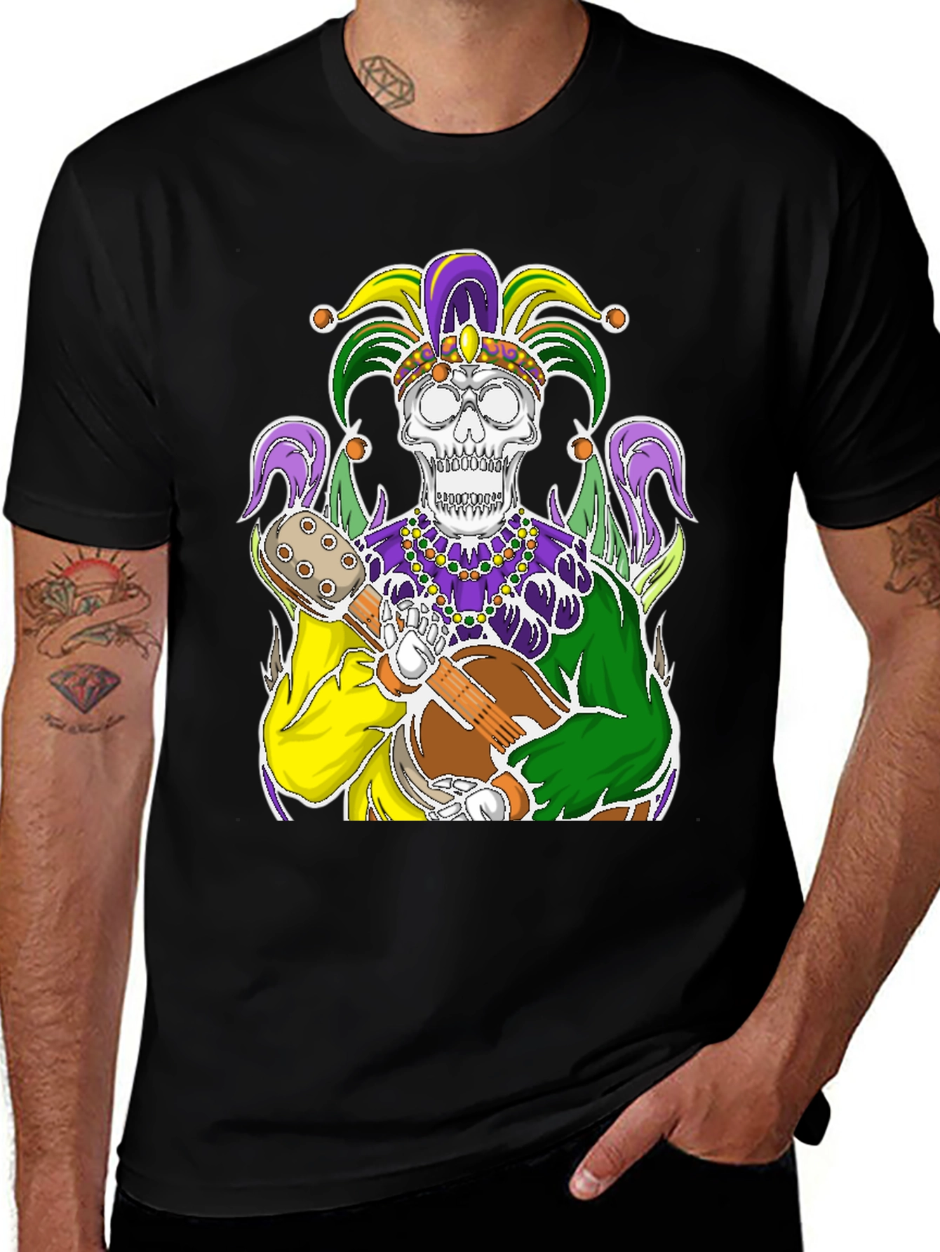 Mardi Gras Jester Skull Graphic Tee