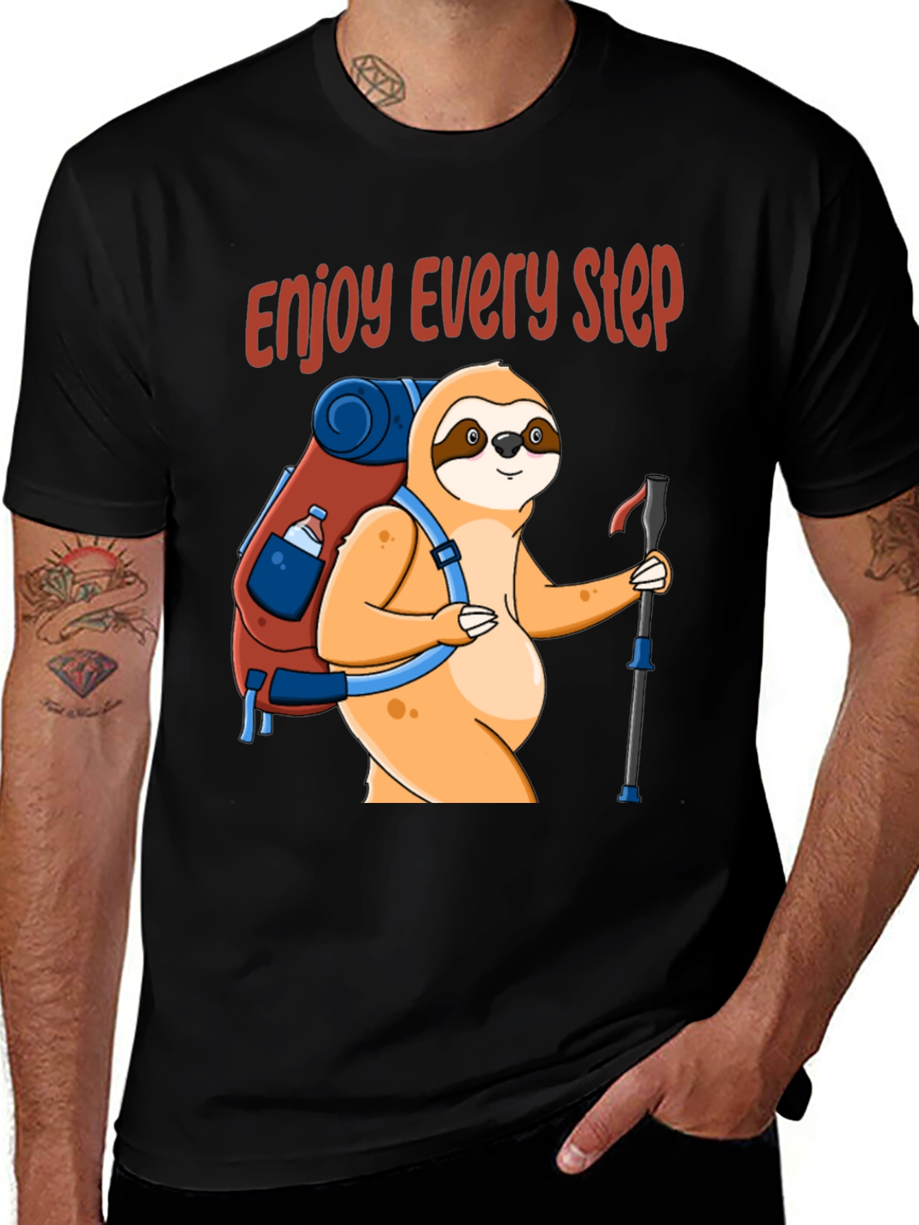 Variant 3 of Enjoy Every Step Sloth Hiking T-Shirt