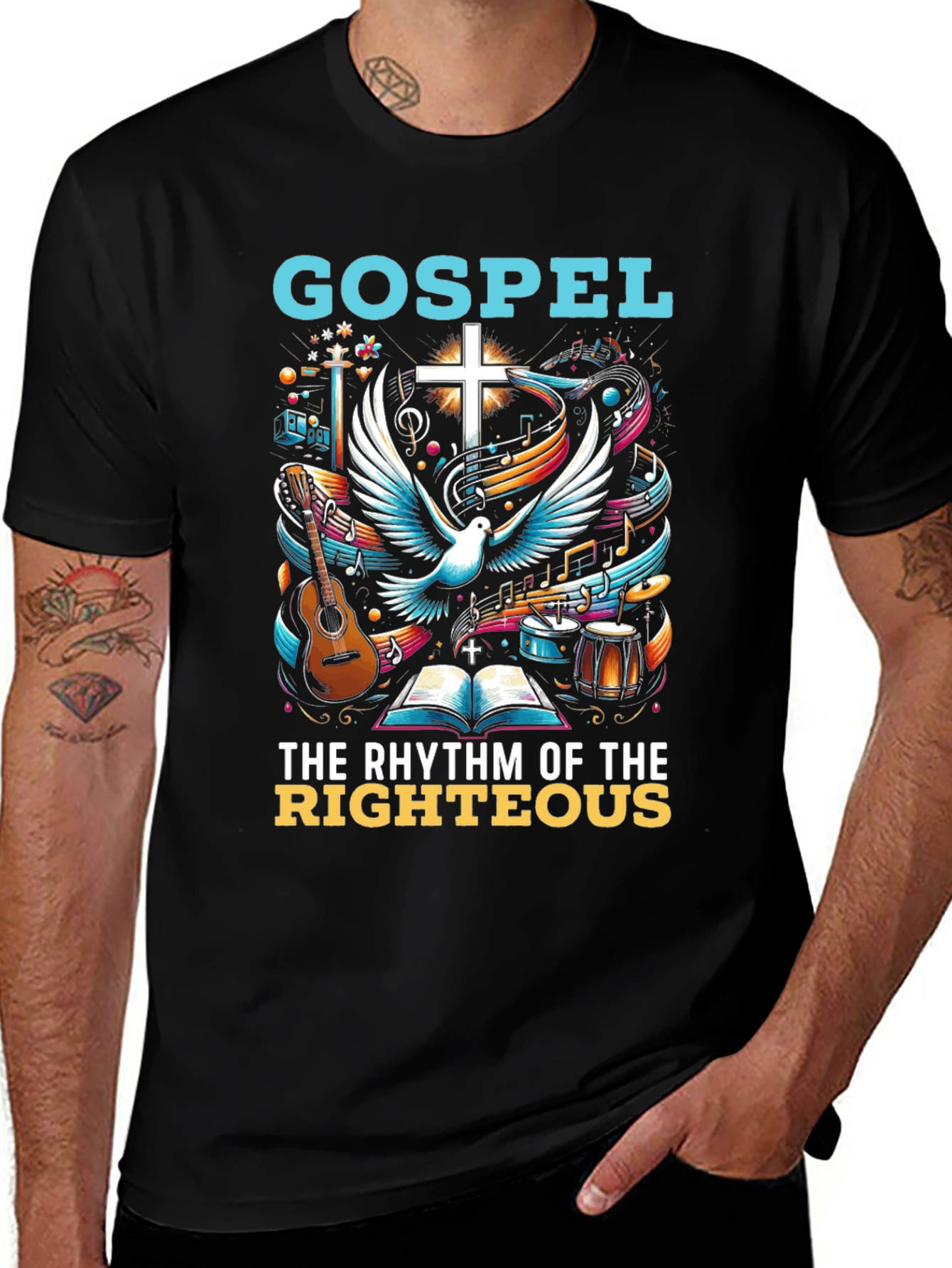 Variant 23 of Gospel Rhythm Graphic Tee - Christian Music Shirt