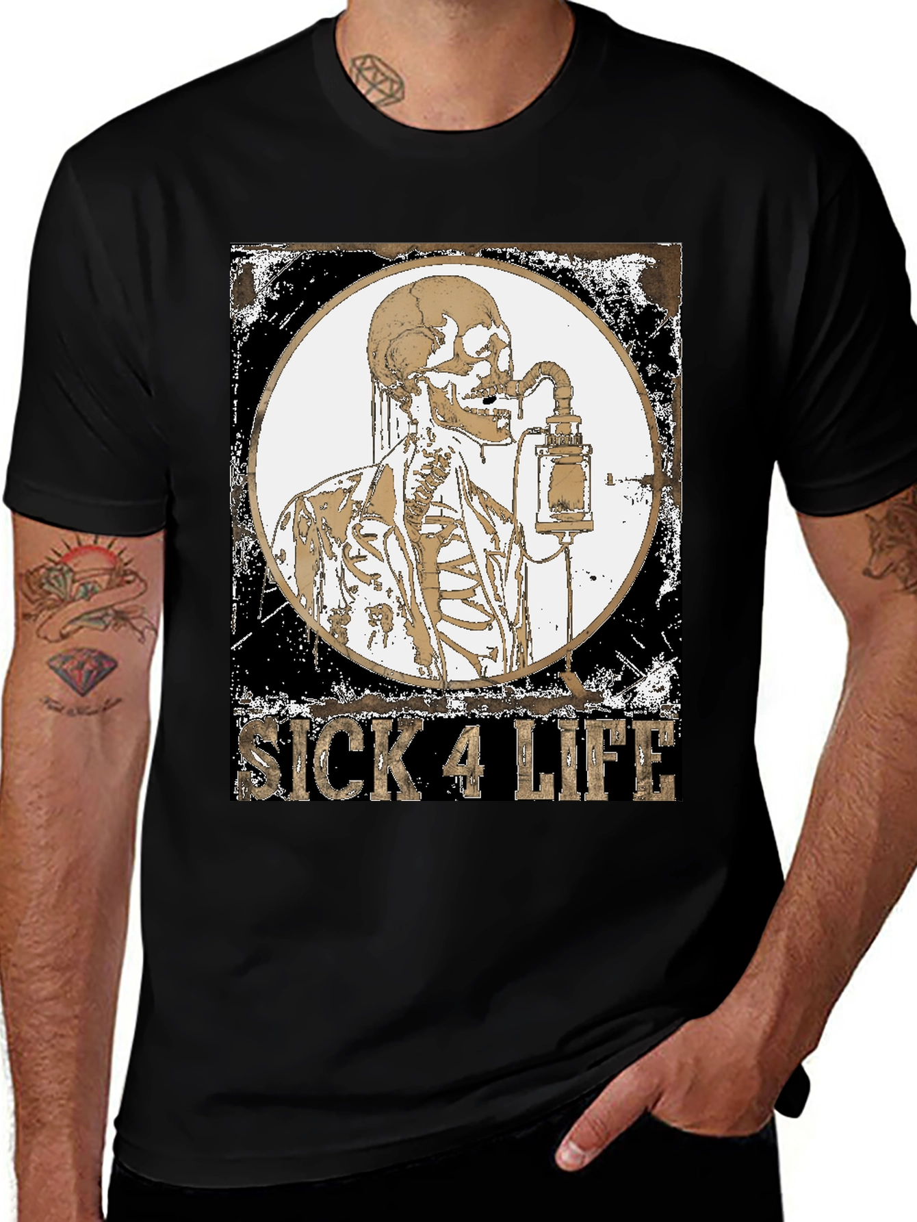 Variant 19 of Sick 4 Life Graphic T-Shirt - Dark Humor Tee