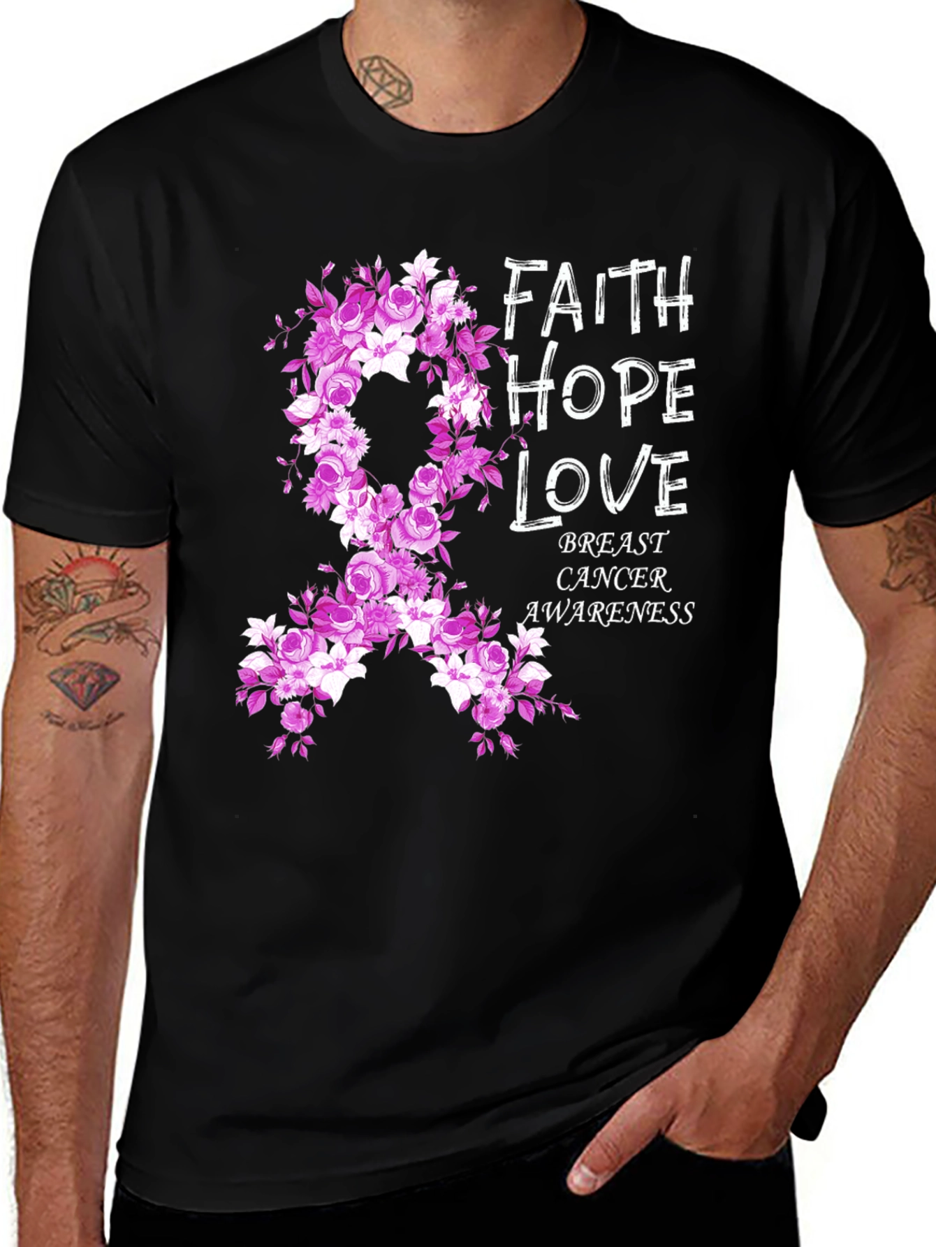 Variant 3 of Faith Hope Love Breast Cancer Awareness T-Shirt