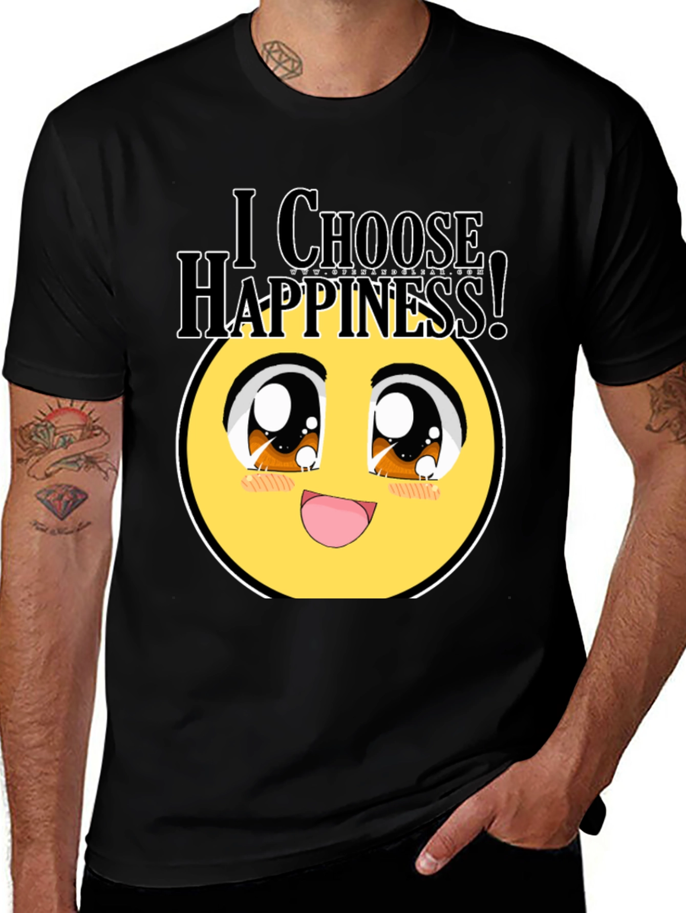 Variant 2 of I Choose Happiness Anime Face Graphic Tee