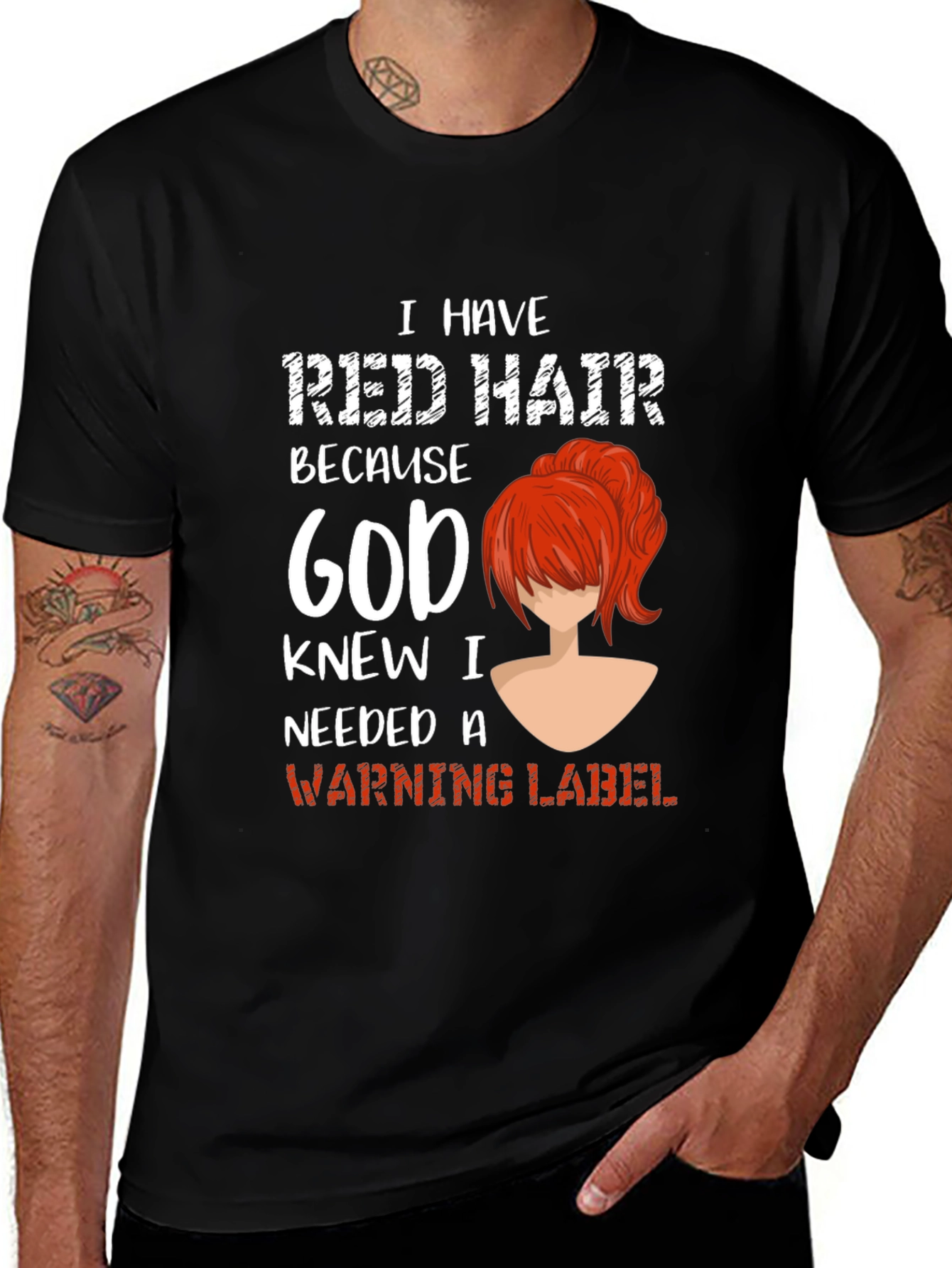 Variant 20 of Red Hair Warning Label Graphic Tee