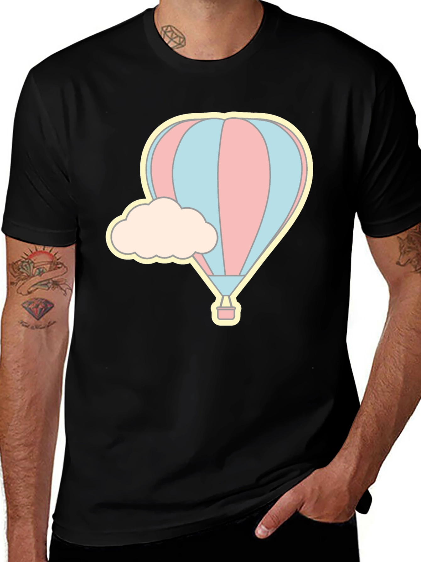 Variant 29 of Cute Hot Air Balloon Graphic Tee - Cotton Blend Shirt