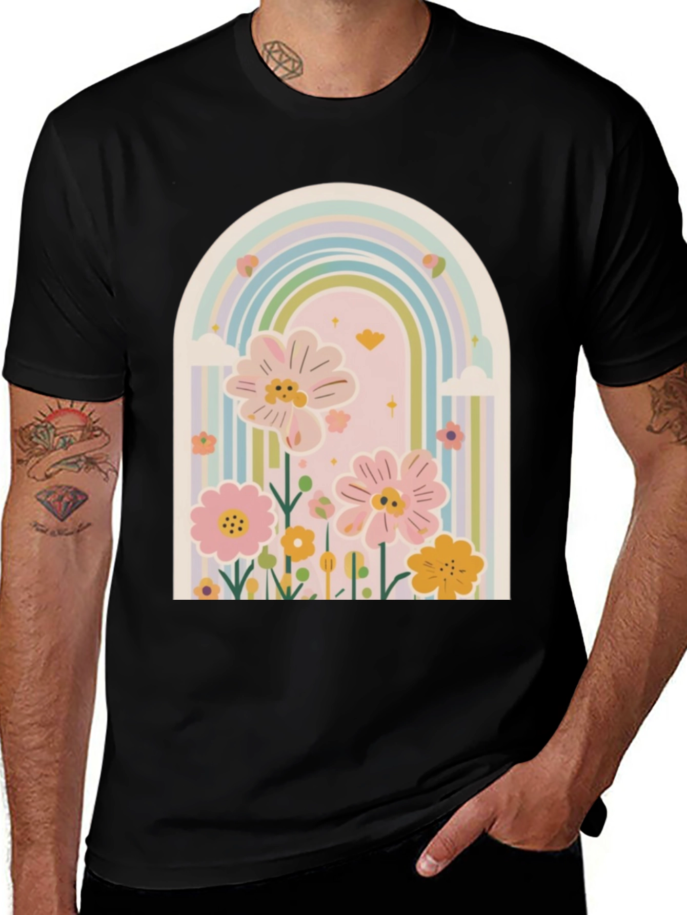 Variant 19 of Rainbow Floral Graphic Tee
