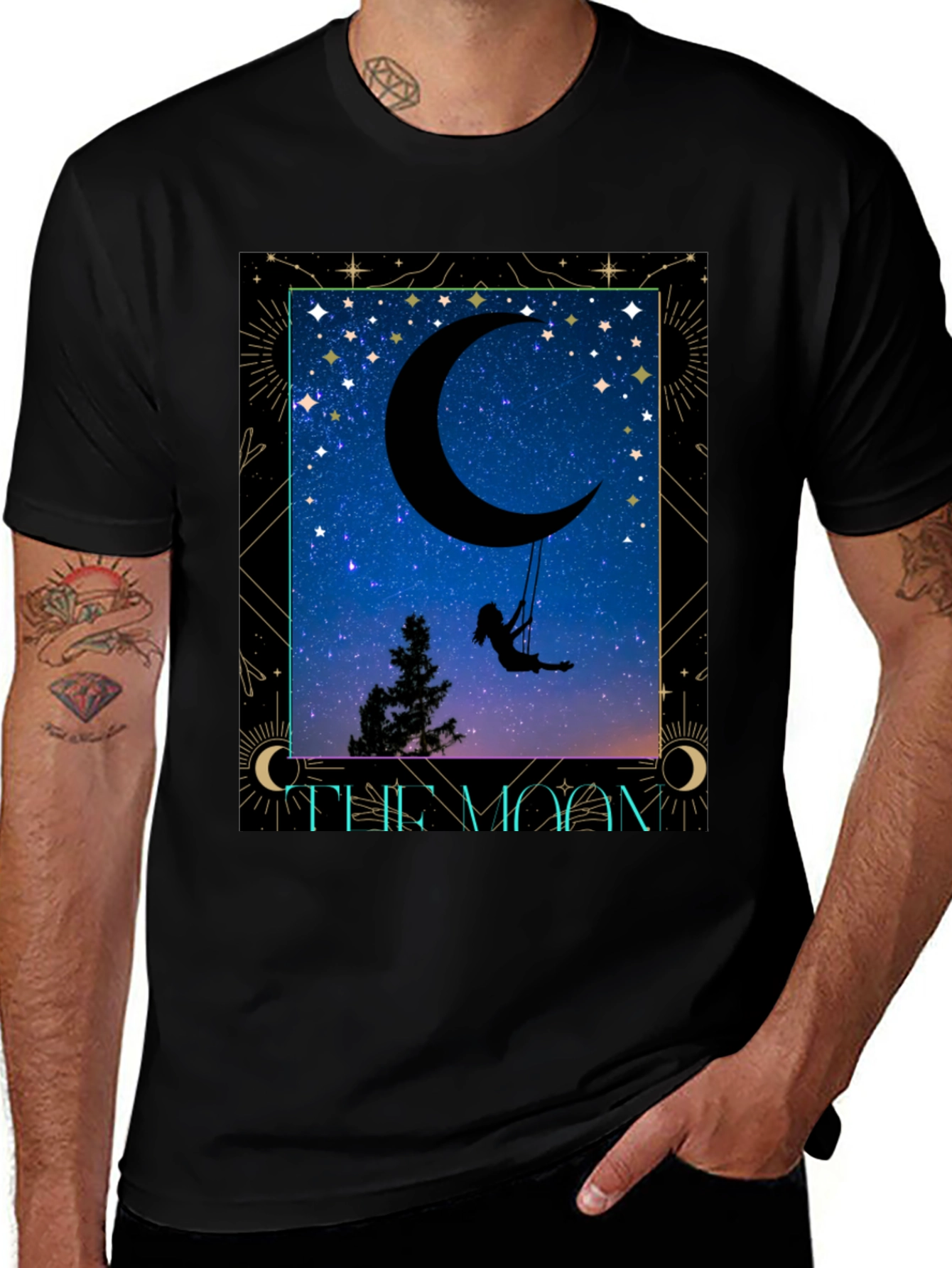 Mystic Moon Graphic Tee - Unisex Black T-Shirt