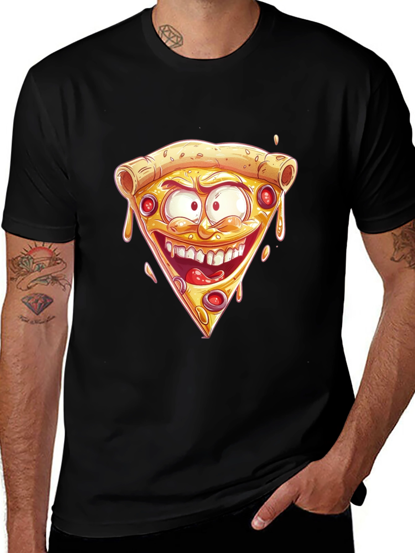 Variant 14 of Pizza Slice Graphic Tee - Crazy Cartoon Design