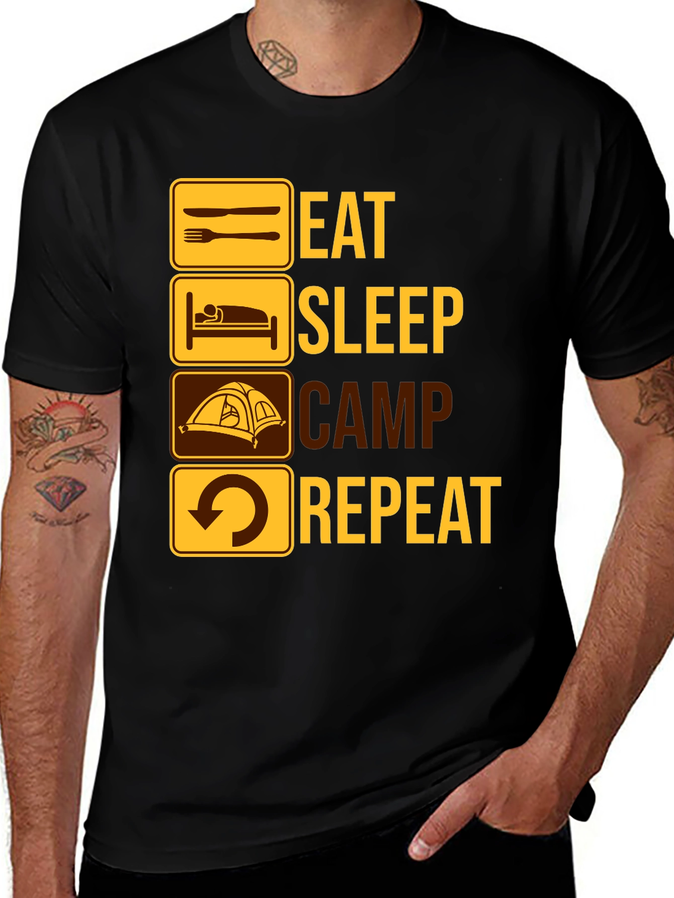 Variant 16 of Eat Sleep Camp Repeat Graphic T-Shirt