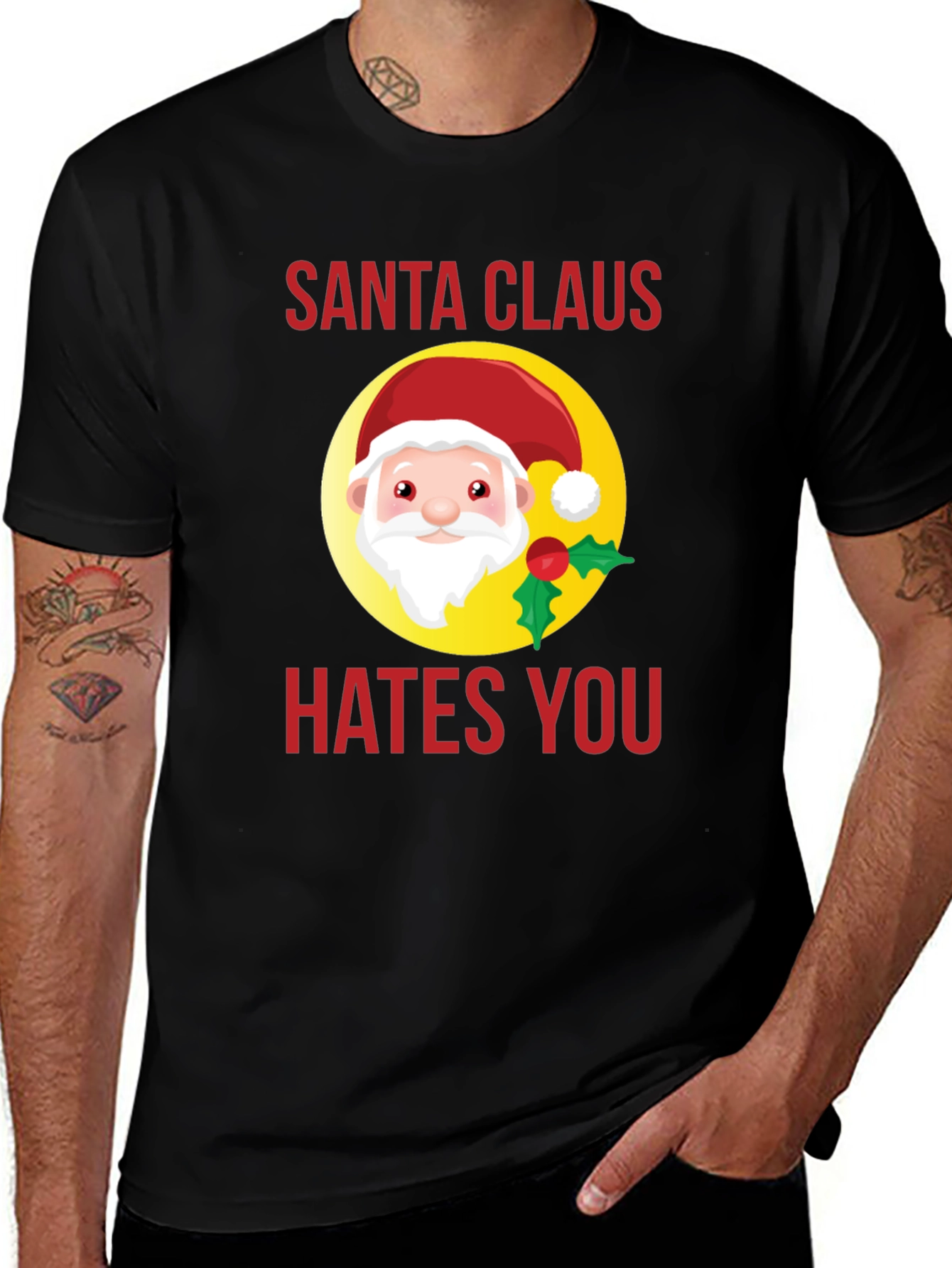 Santa Hates You Graphic Tee - Holiday Humor