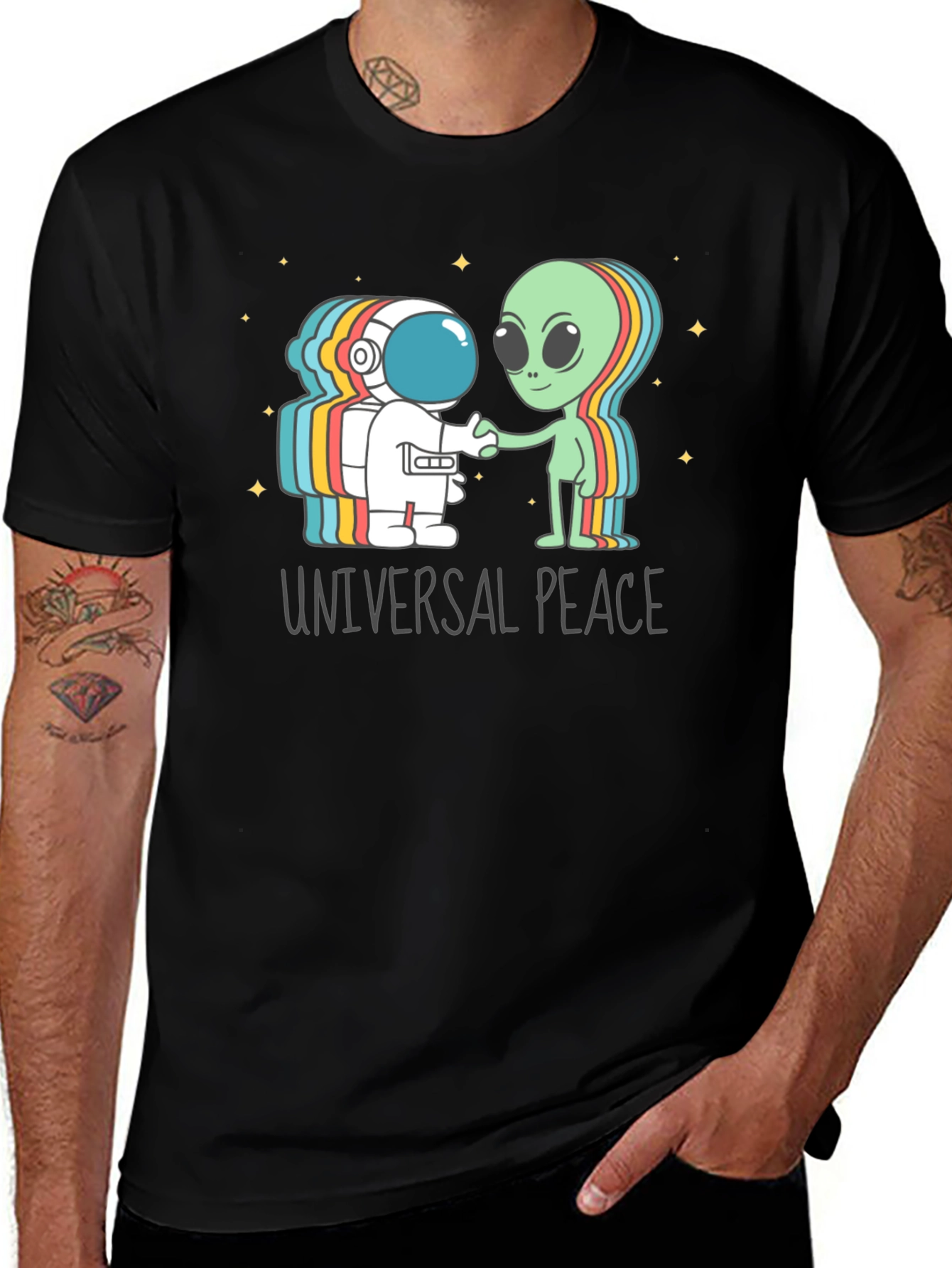 Variant 23 of Universal Peace Astronaut Alien T-Shirt