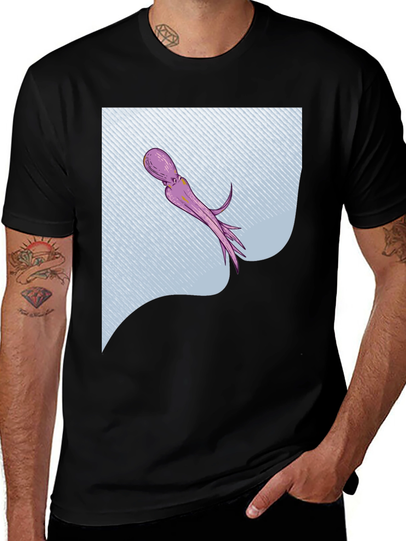 Variant 7 of Octopus Graphic Print Crew Neck T-Shirt