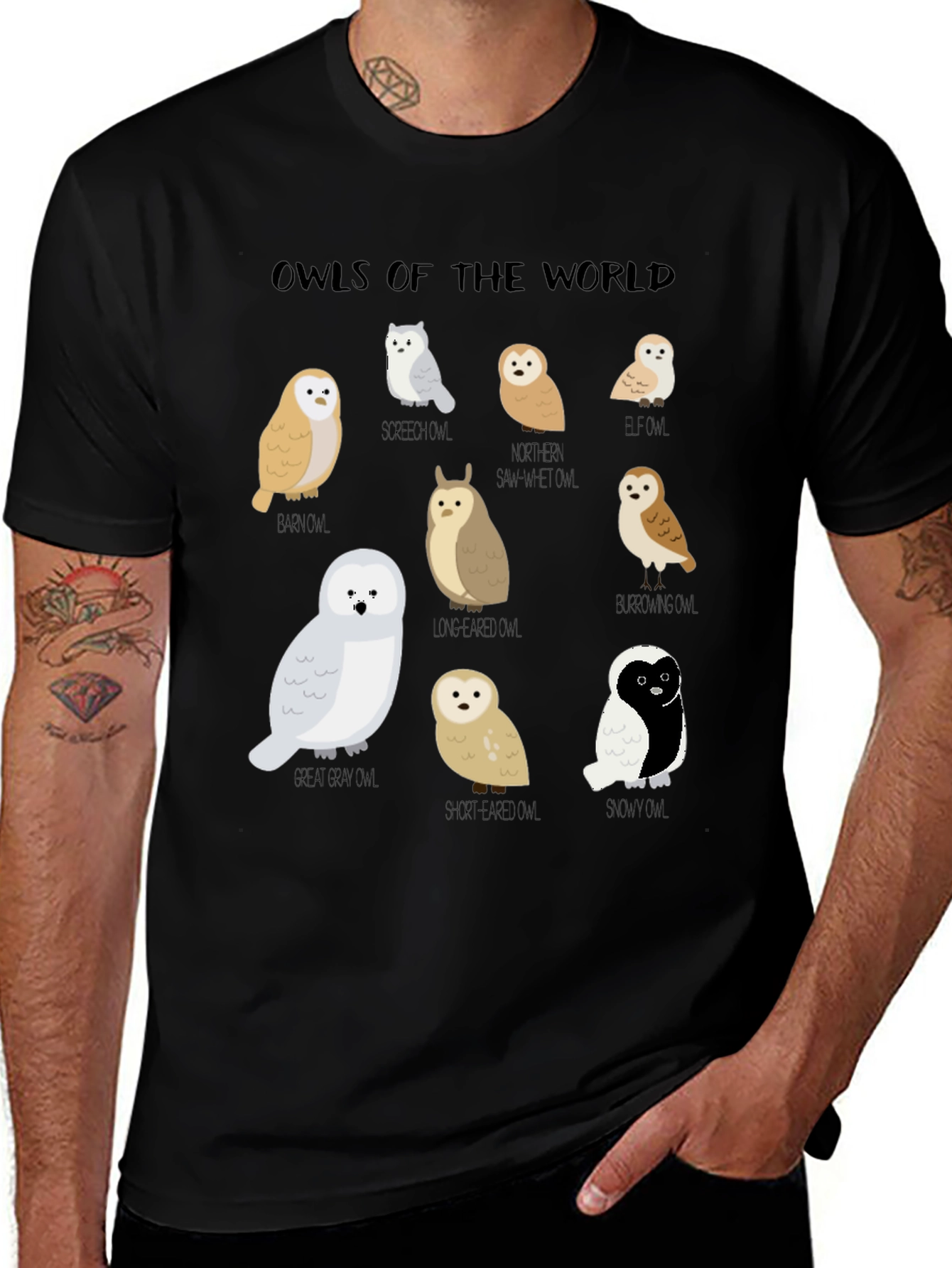 Variant 5 of Owls of the World Graphic T-Shirt