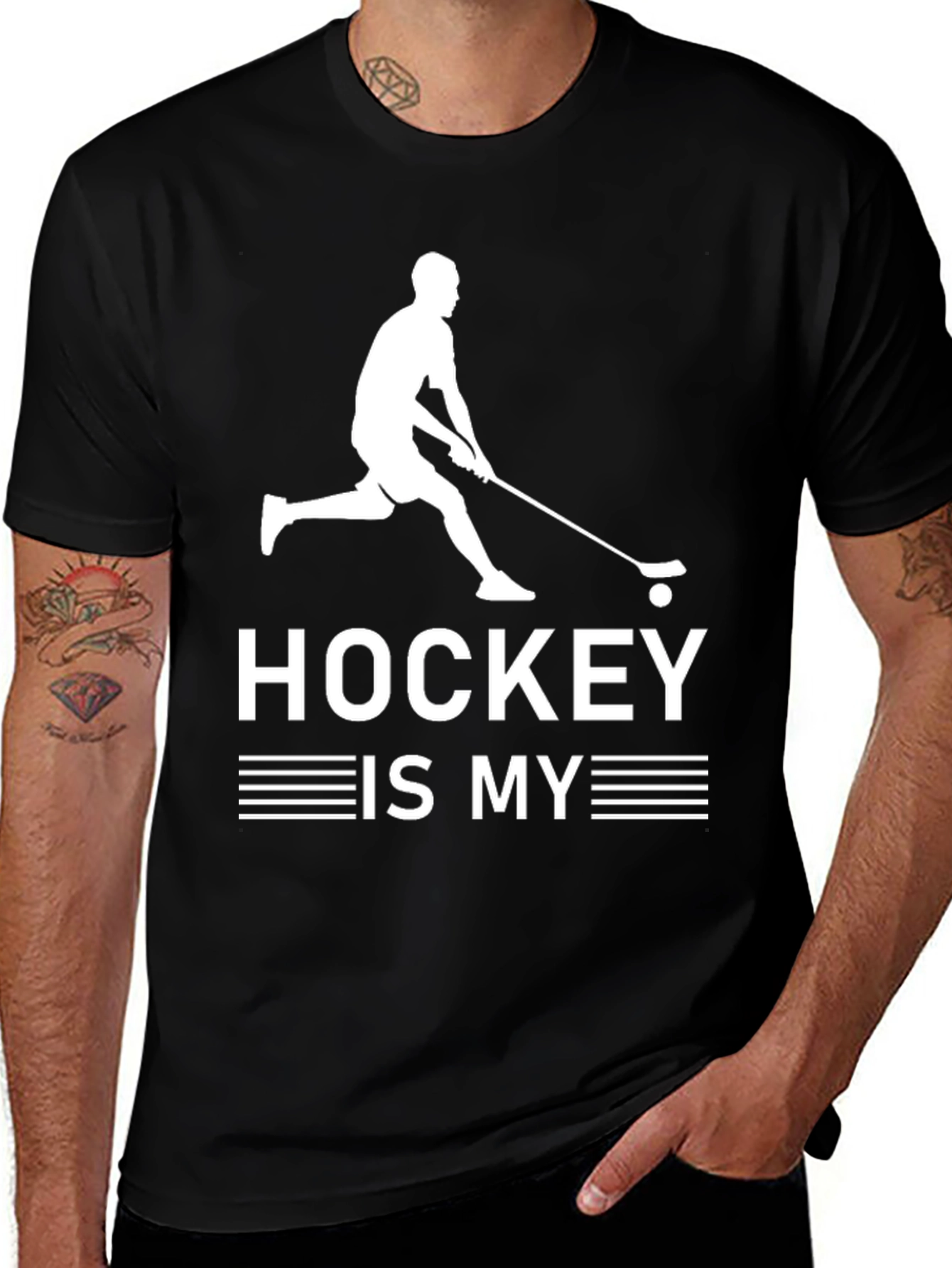 Variant 16 of Hockey is My T-Shirt, Black, Mens