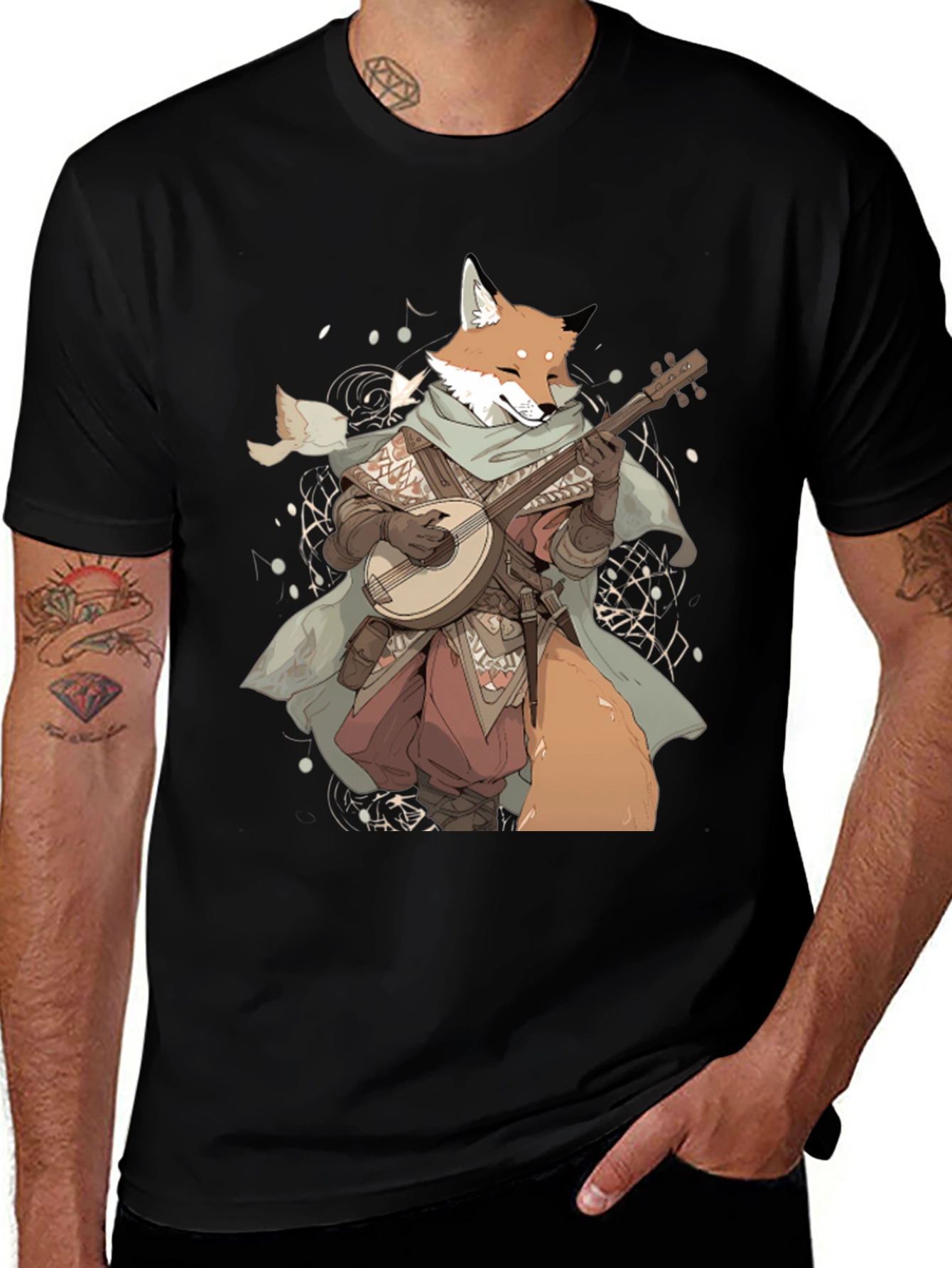 Variant 21 of Fox Bard T-Shirt - Whimsical Design