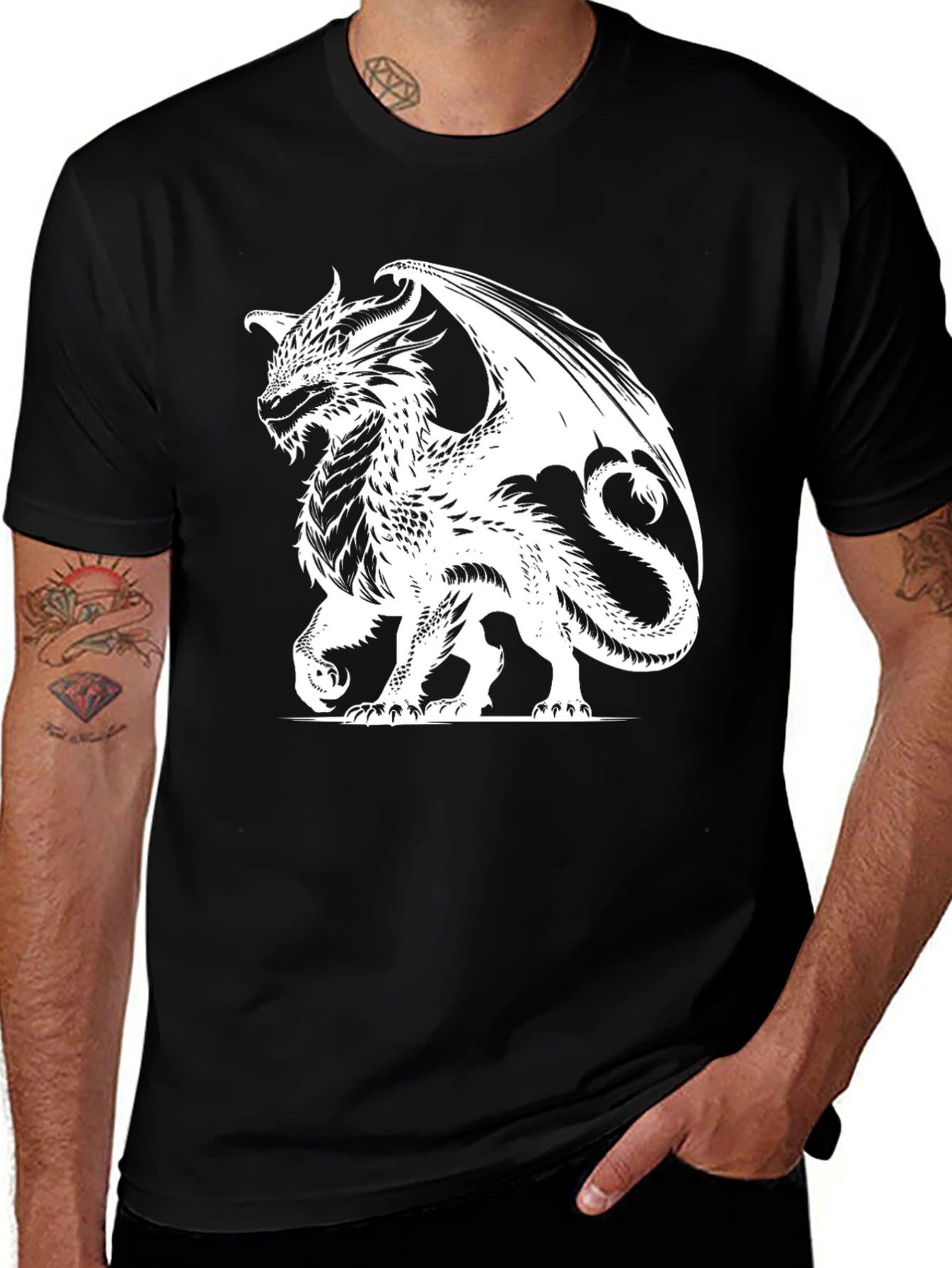 Dragon Graphic Tee - Black Fantasy Shirt