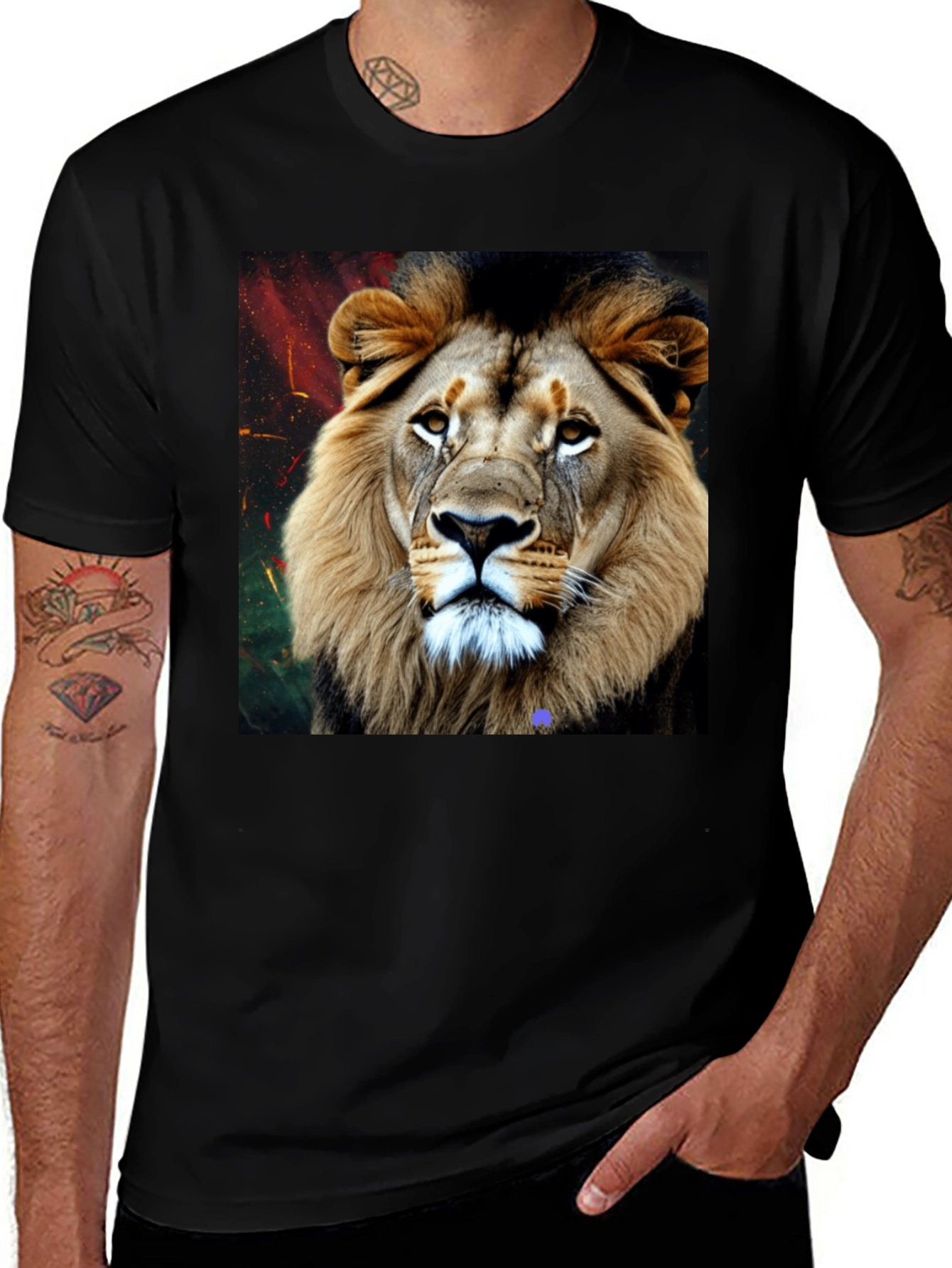 Variant 24 of Lion Graphic Tee - Black Animal Print T-Shirt