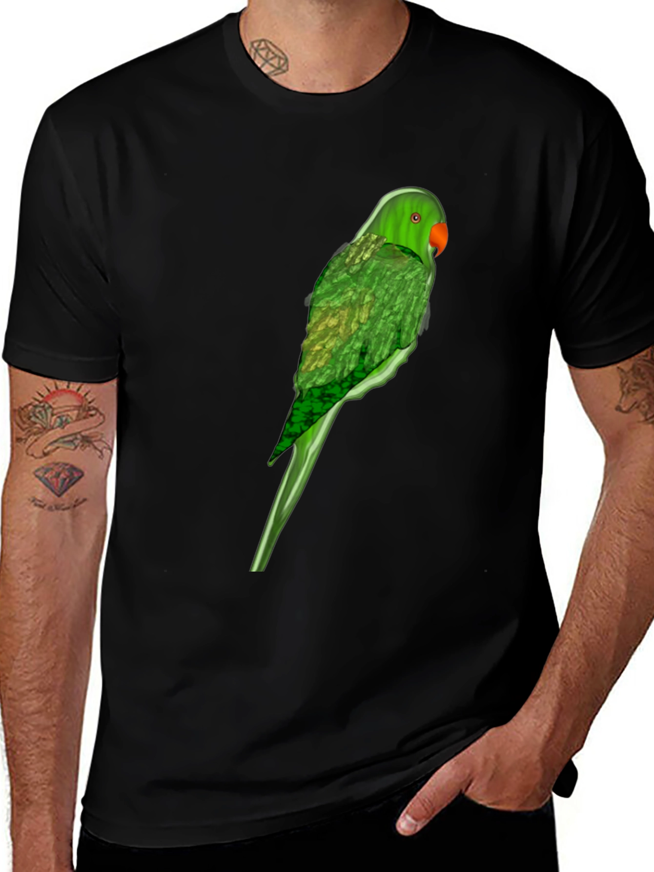Variant 11 of Parrot Graphic Tee - Black Cotton T-Shirt
