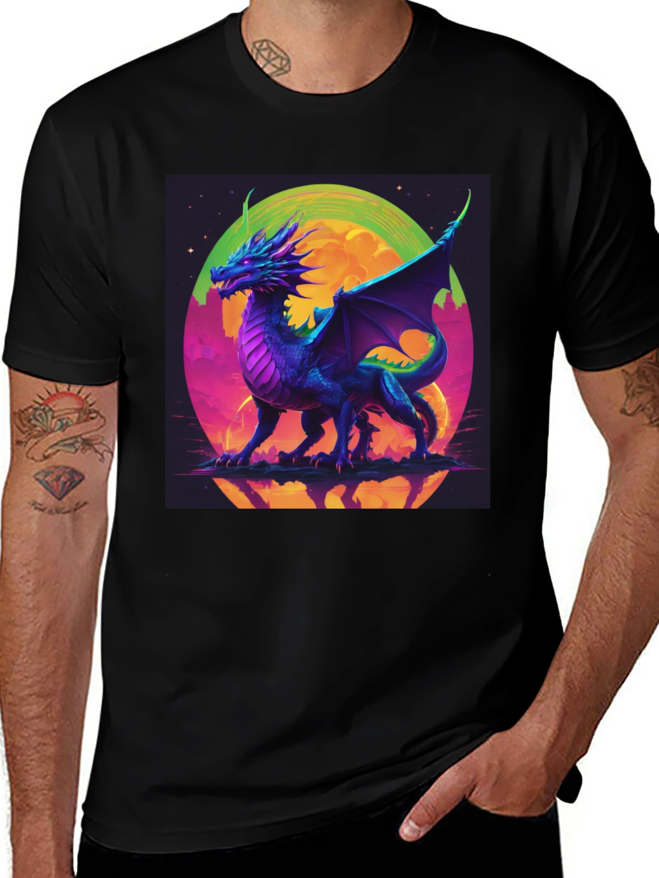 Variant 6 of Dragon Graphic Tee - Fantasy Art T-Shirt