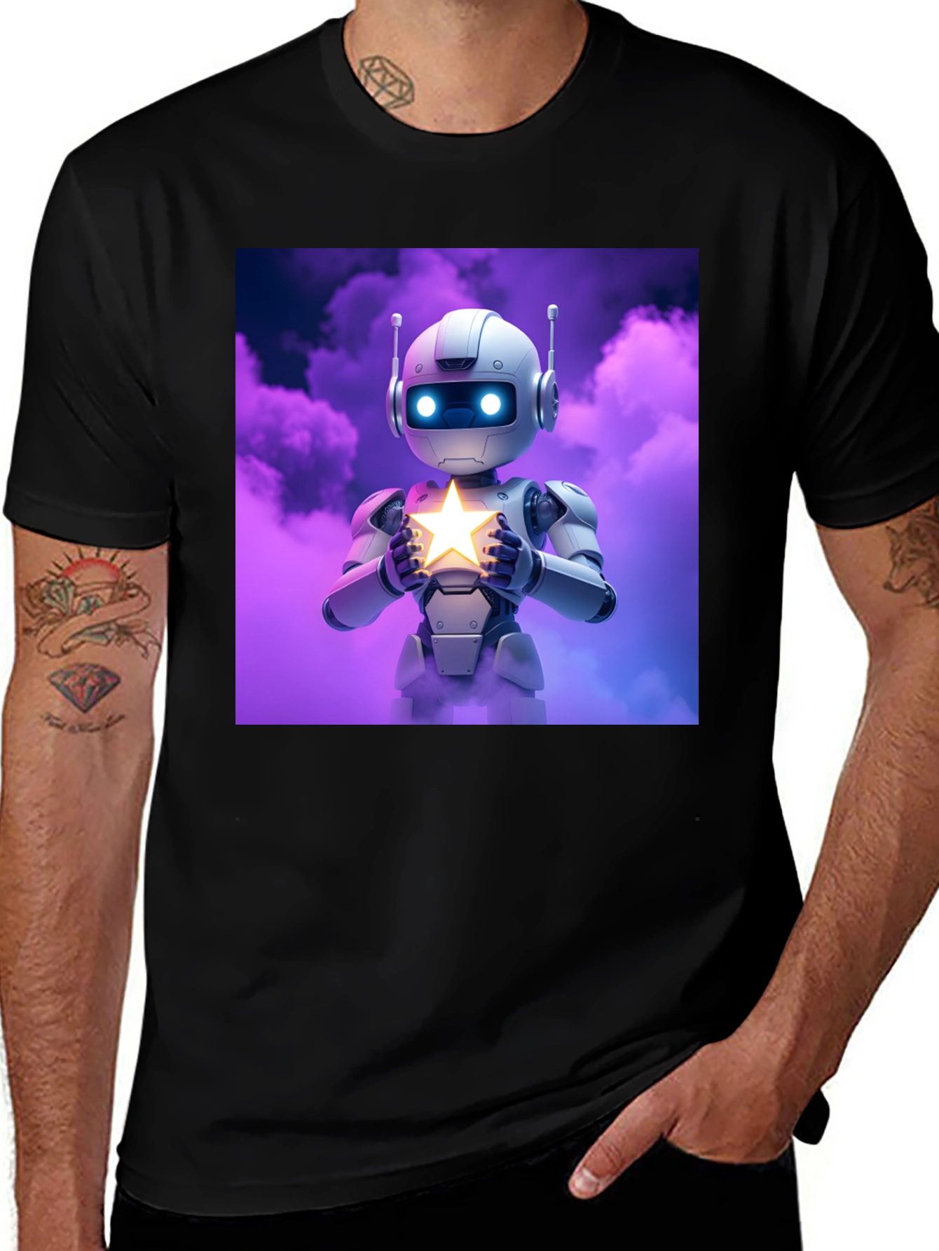 Variant 5 of Robot Holding Star Graphic Tee