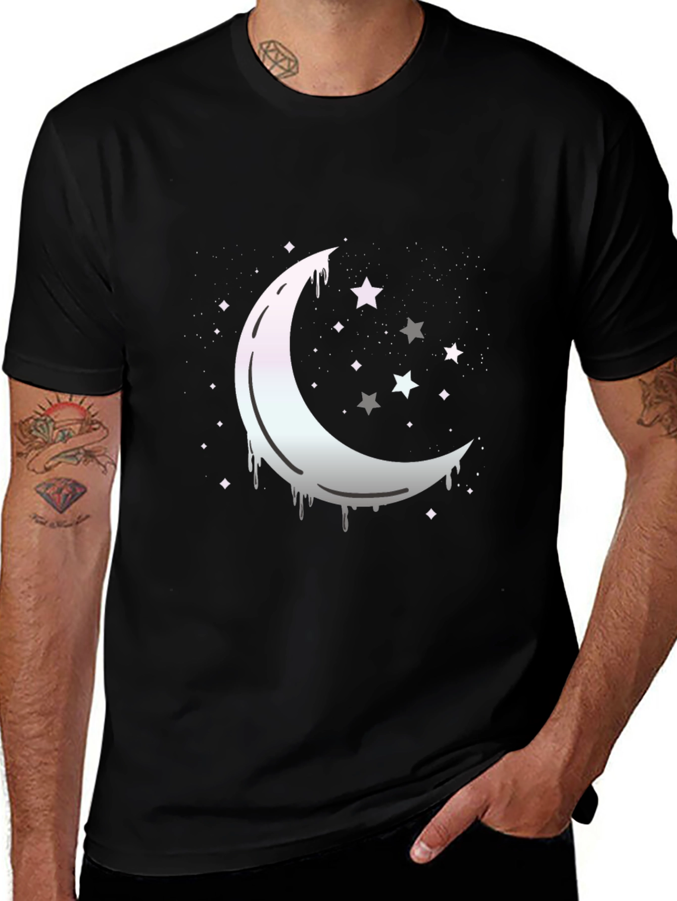 Variant 24 of Moon & Stars Graphic Tee - Black