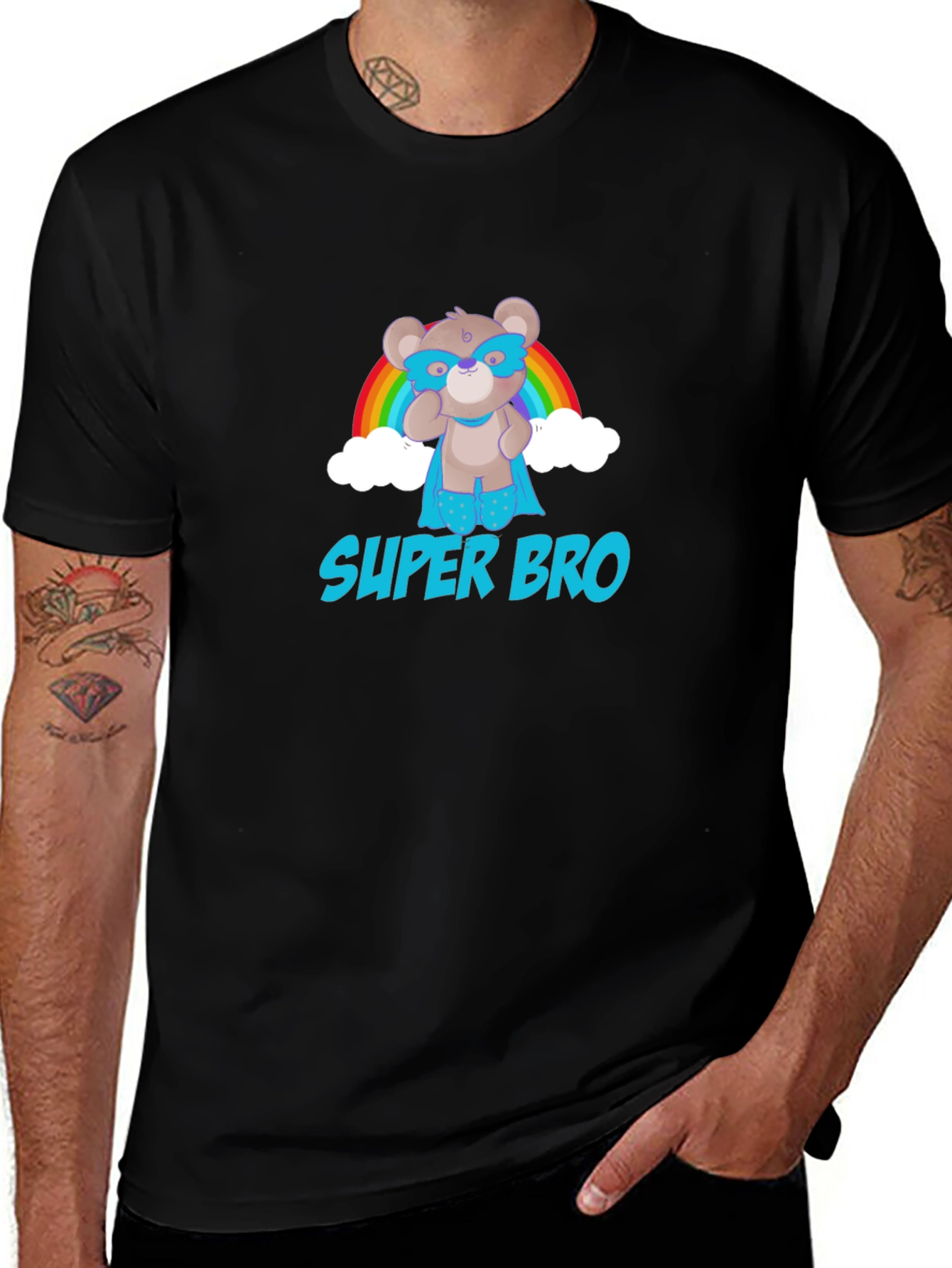 Variant 7 of Super Bro Bear Rainbow Graphic T-Shirt