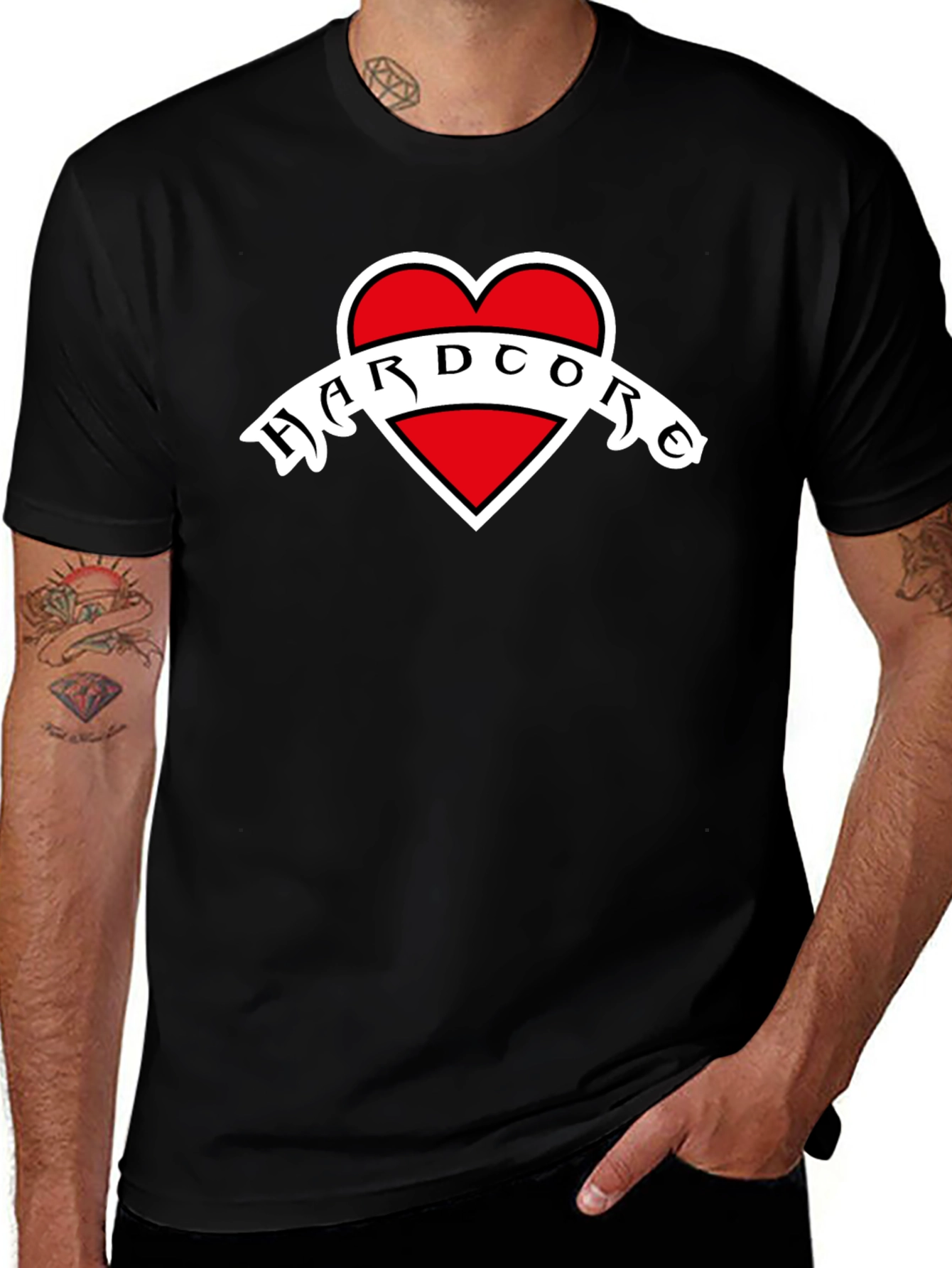 Variant 12 of Hardcore Heart Graphic Black T-Shirt