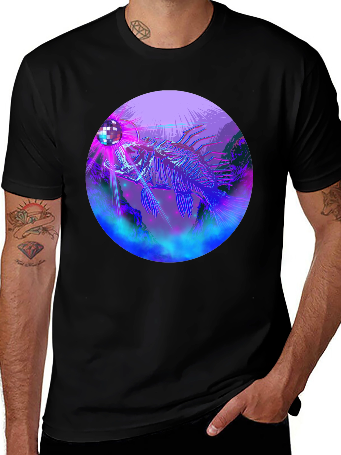 Variant 22 of Neon Fish Disco Ball Graphic Tee