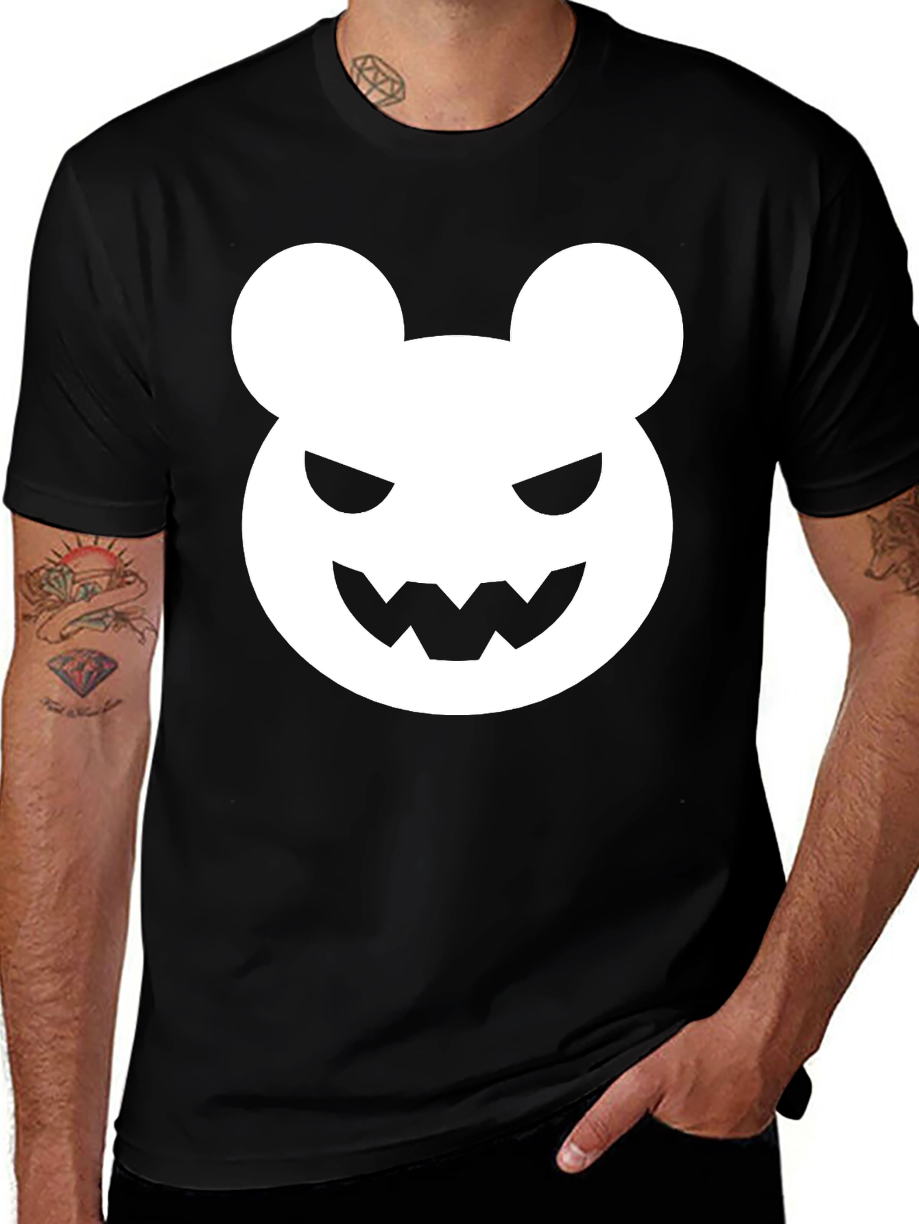 Variant 24 of Spooky Bear Graphic Tee - Black Cotton T-Shirt