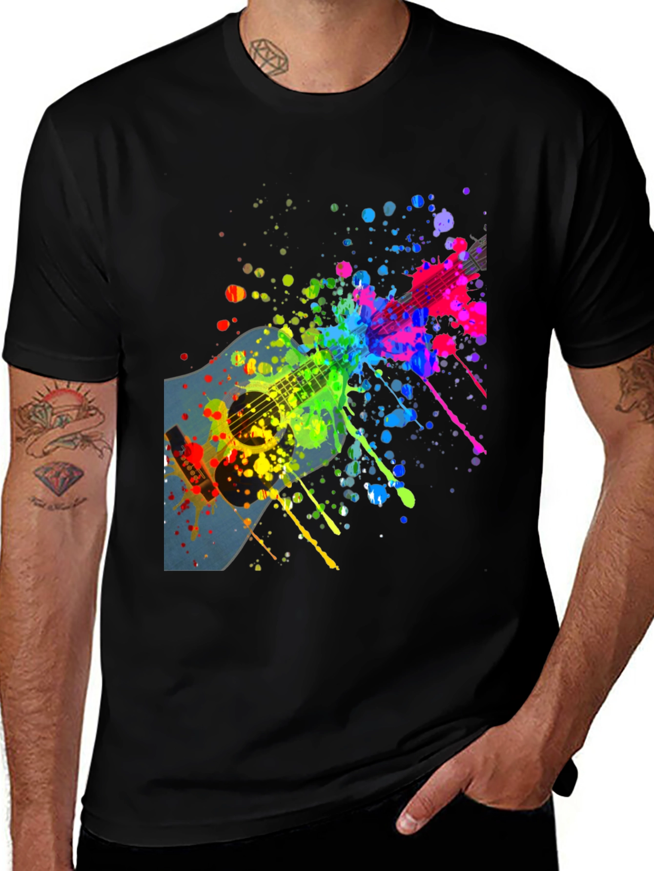 Variant 29 of Colorful Guitar Splatter T-Shirt - Music Lover Tee