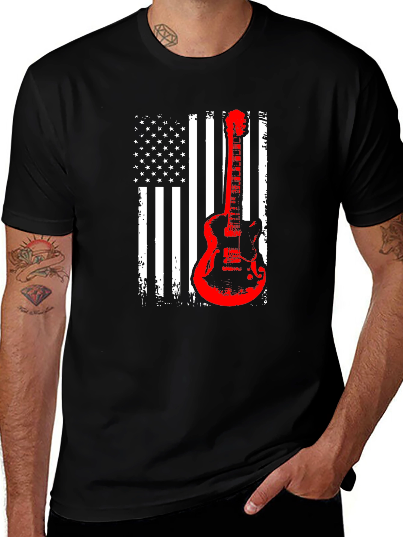 Variant 27 of American Flag Guitar T-Shirt