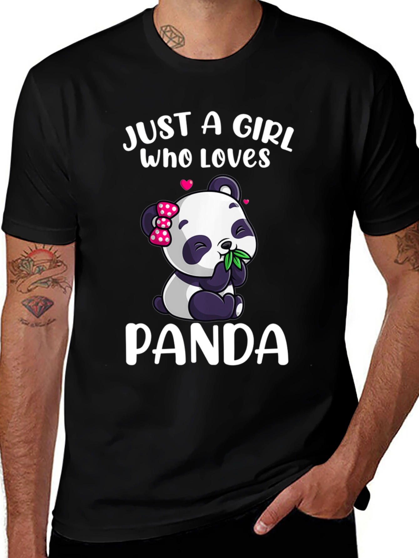 Variant 4 of Just a Girl Who Loves Pandas Black T-Shirt
