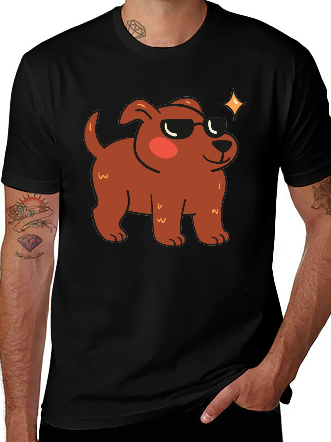 Variant 12 of Cool Dog Graphic Tee - Black Casual Shirt