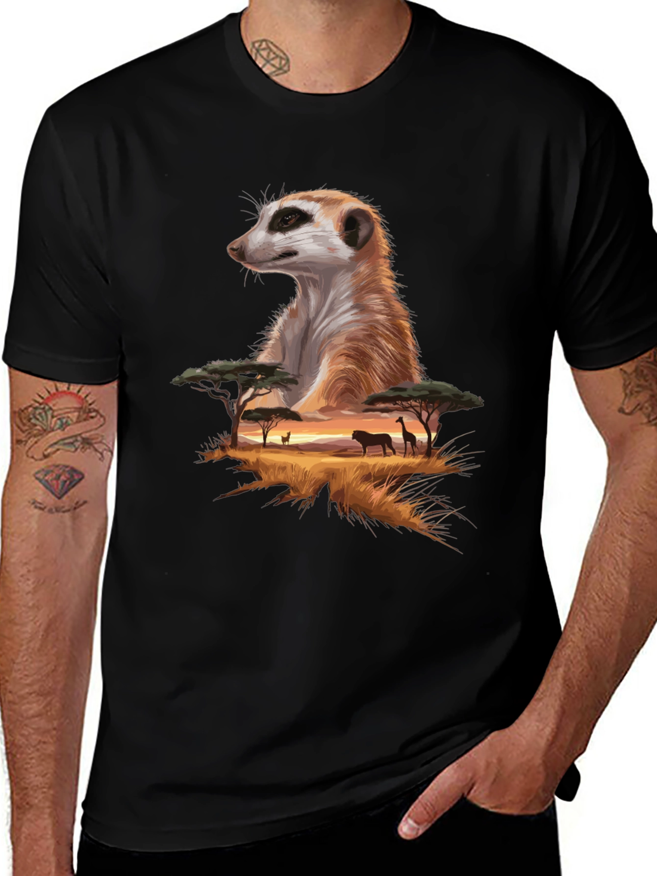Variant 23 of Meerkat Savannah T-Shirt - Wildlife Graphic Tee