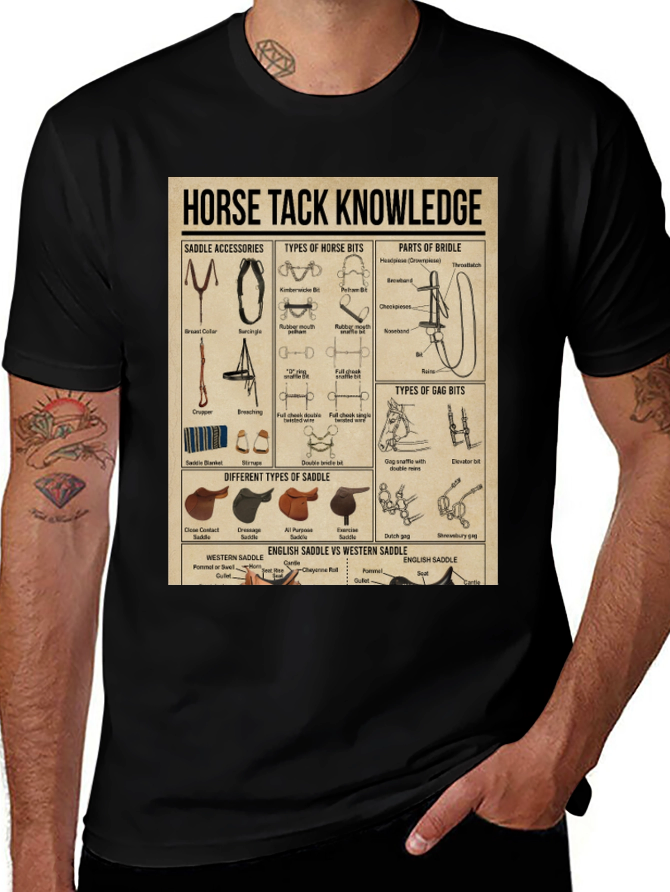 Black Horse Tack Knowledge Graphic T-Shirt main image