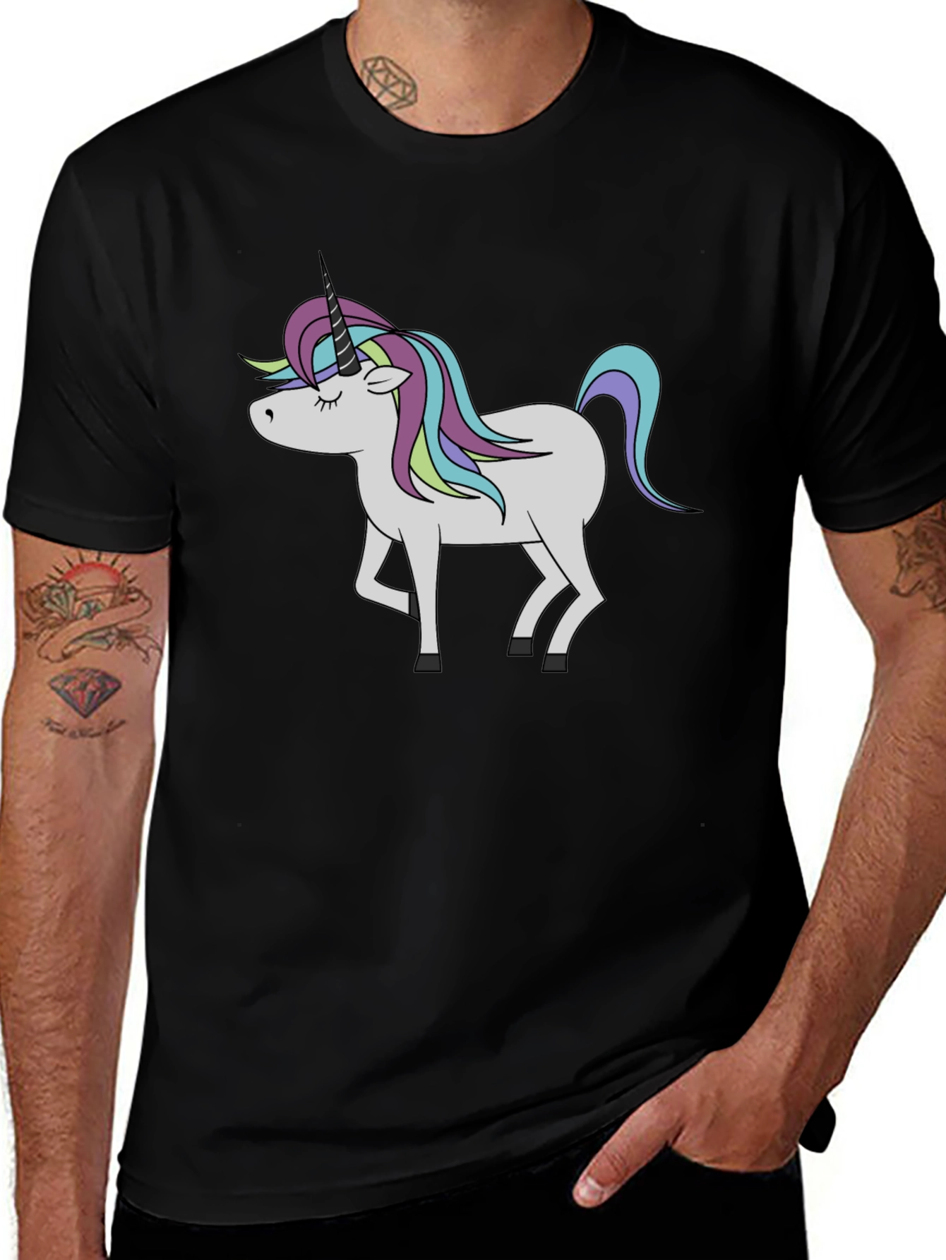 Black Unicorn Graphic Black T-Shirt - Men's Fashion Tee main image