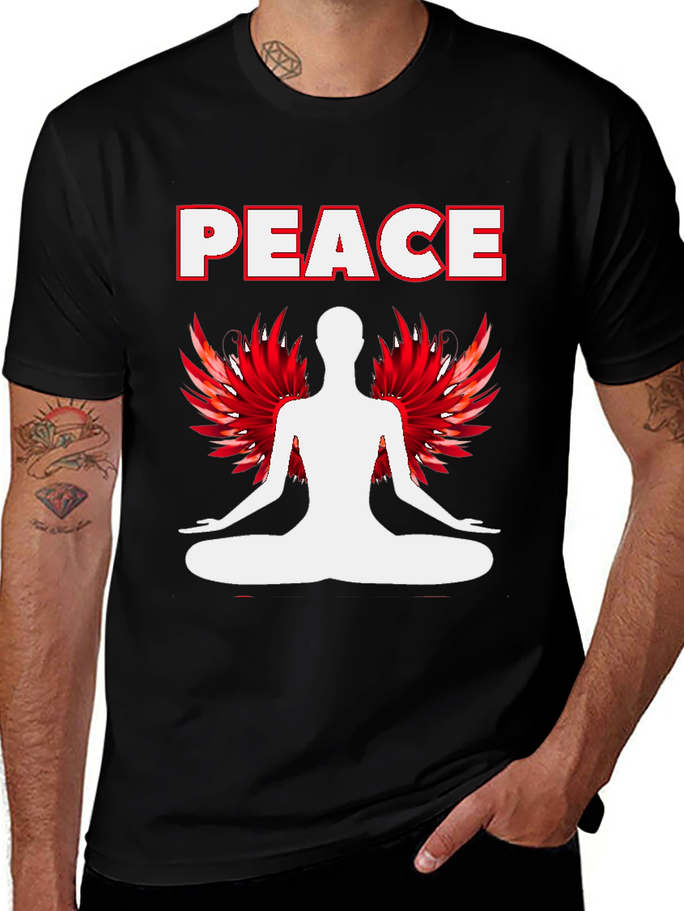 Variant 12 of Peace Yoga Graphic T-Shirt - Black