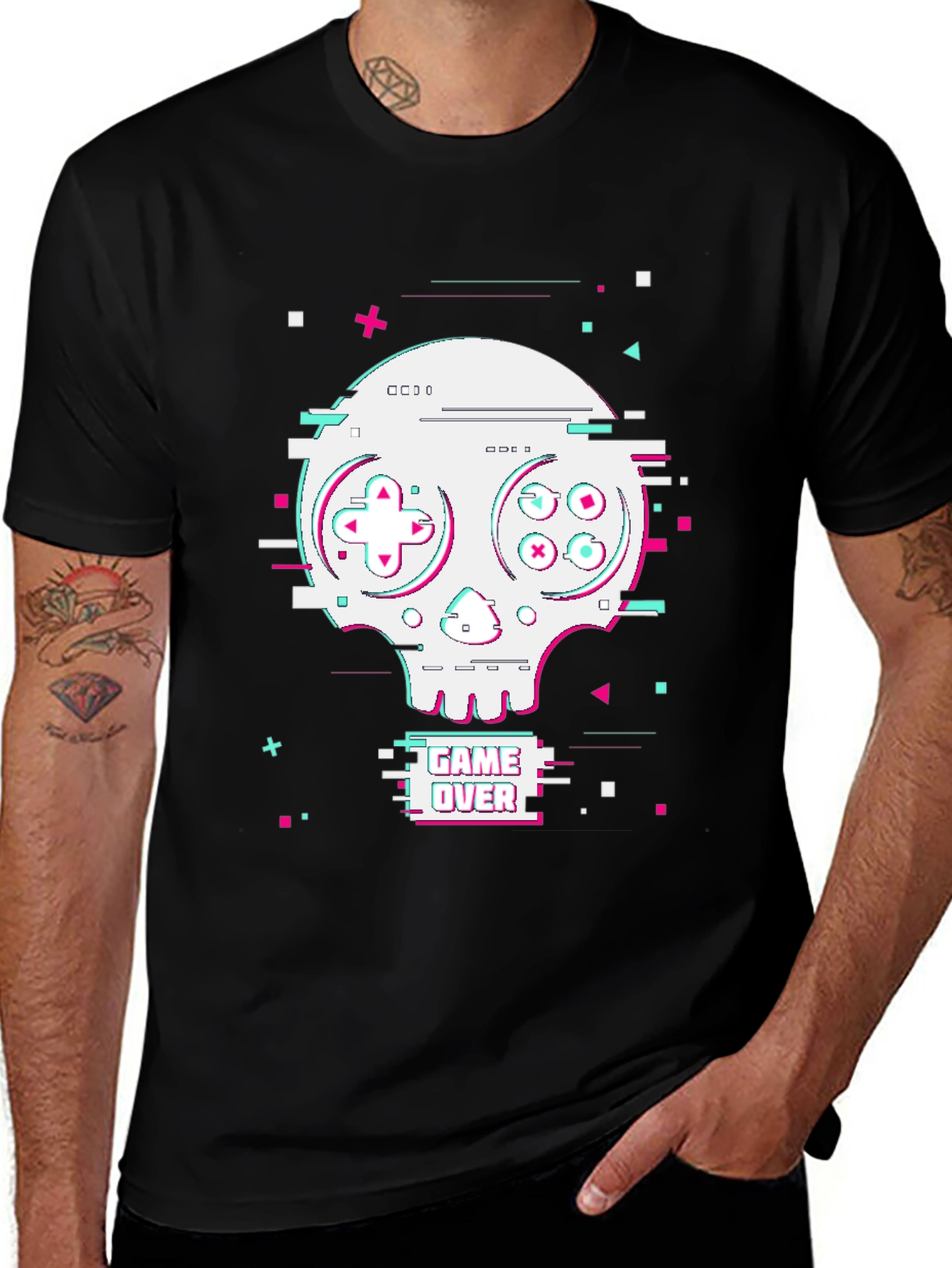 Variant 17 of Game Over Skull Graphic Tee - Gamer Style