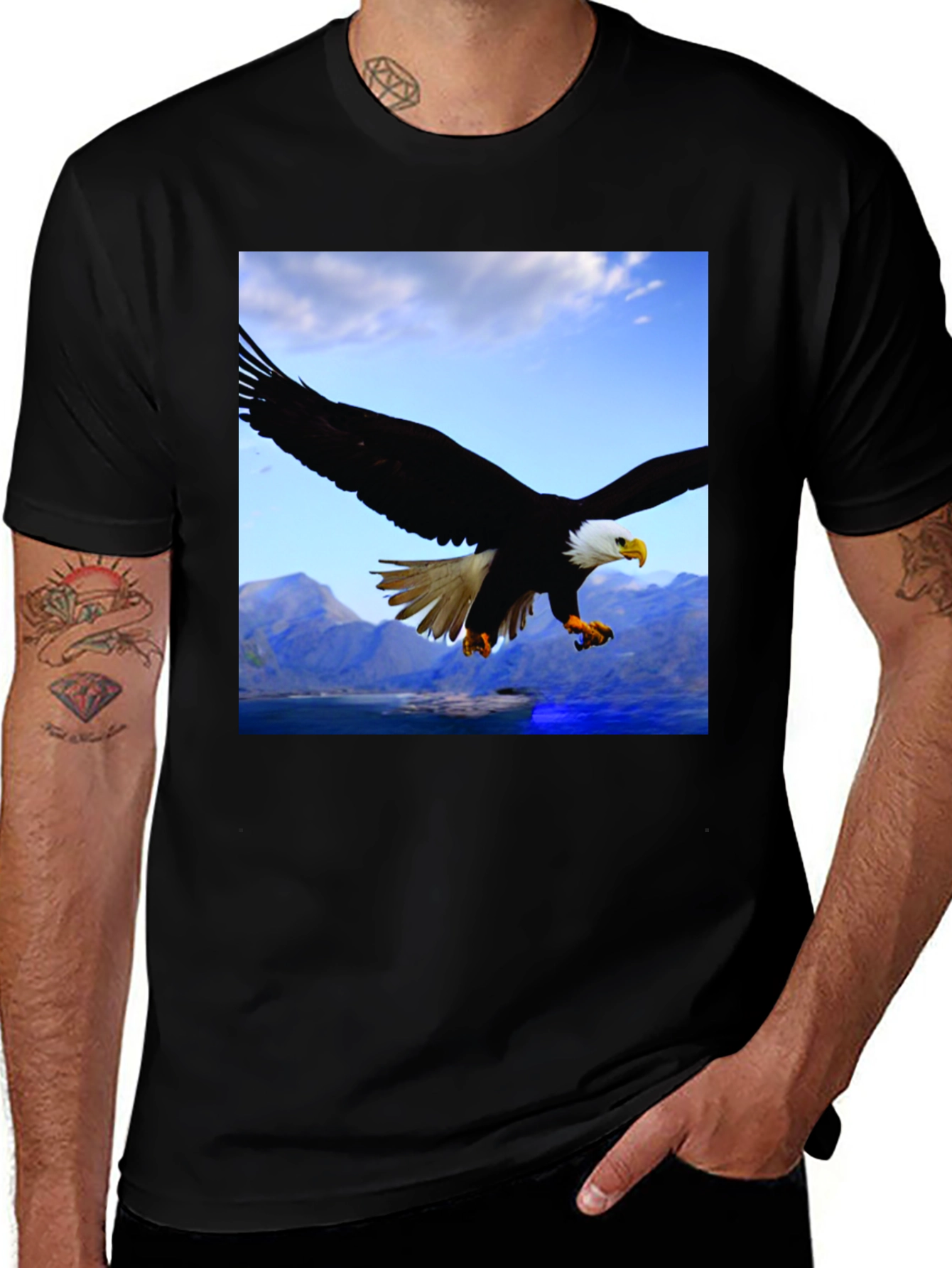 Variant 2 of Eagle Graphic Print Black T-Shirt