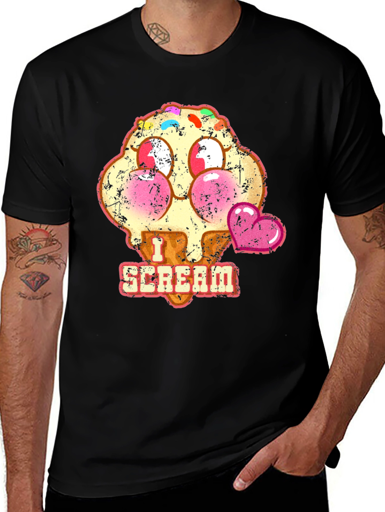 Variant 17 of I Scream Cute Kawaii Ice Cream Heart T-Shirt