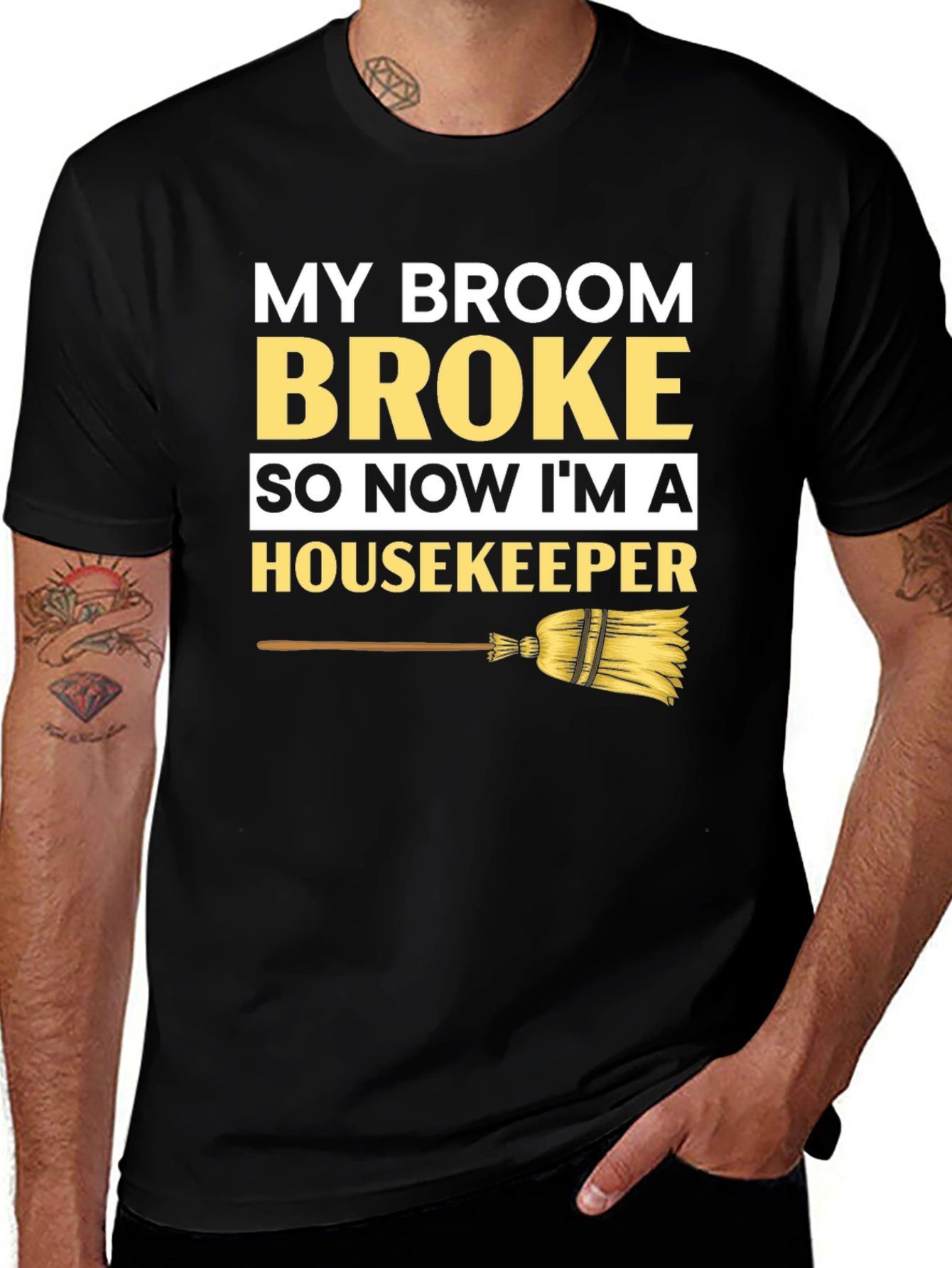 Variant 10 of Broom Broke Housekeeper T-Shirt - Funny Cleaning Tee
